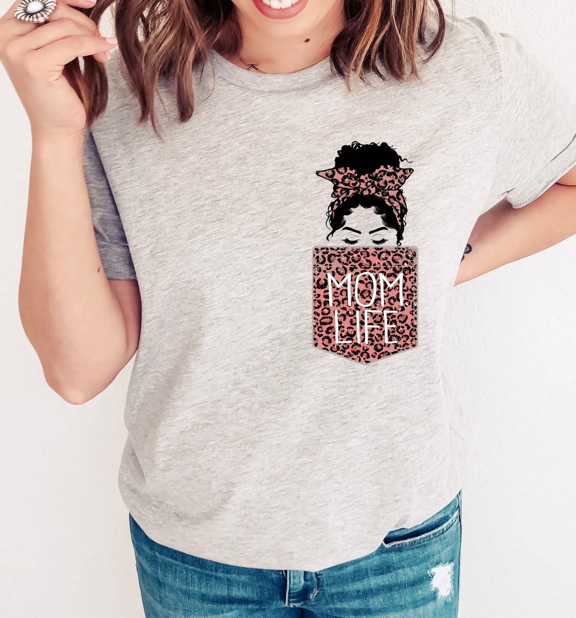 Mom Life Pocket - Cheetah Print - MADE TO ORDER