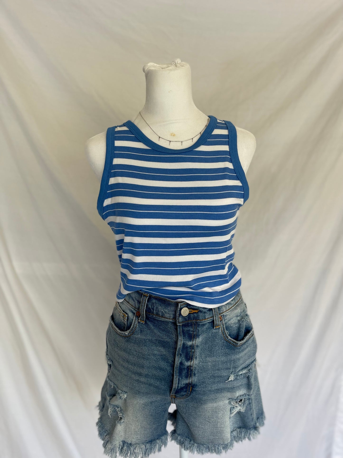 Babe, White & Blue Tank