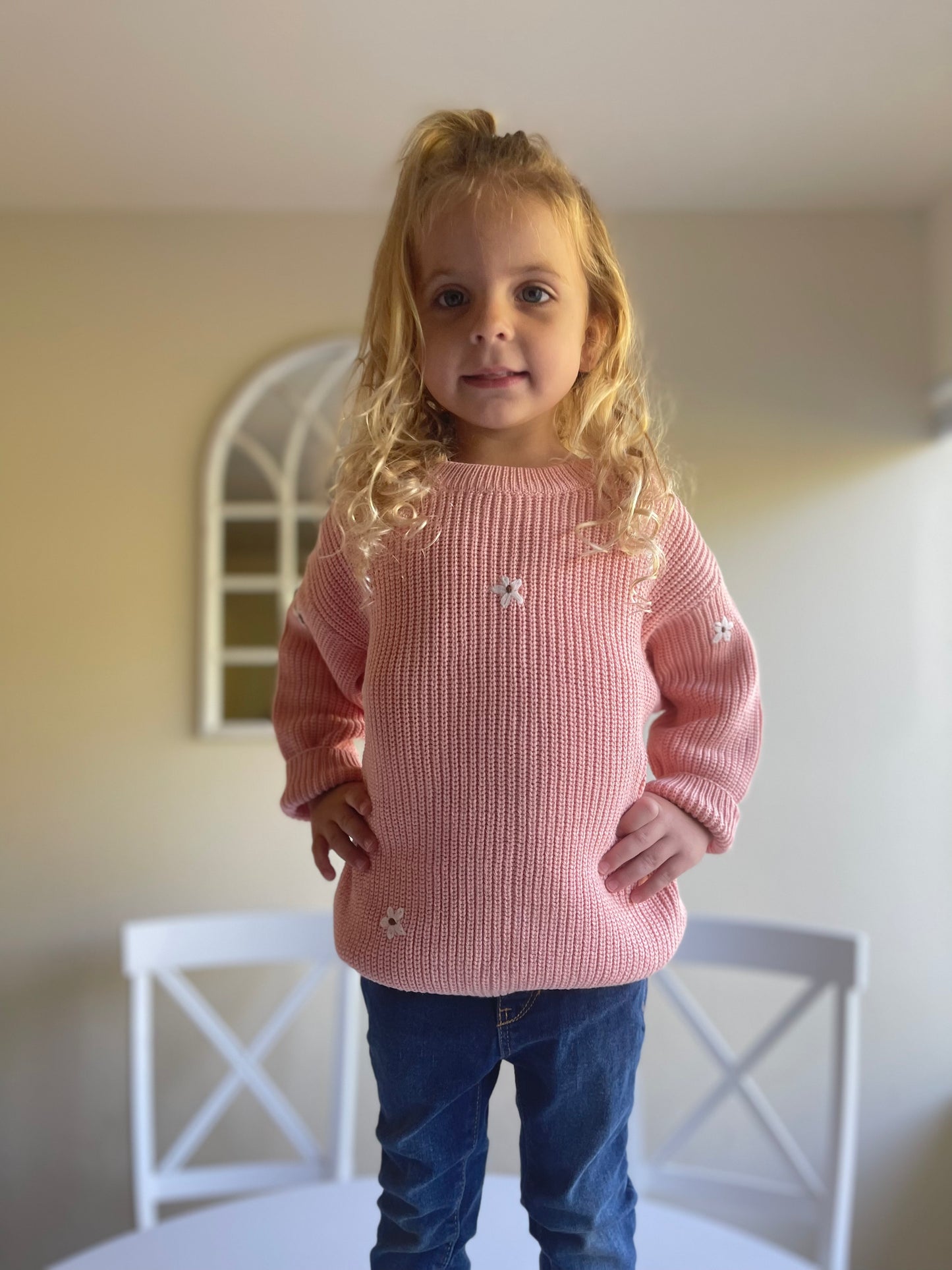 Winter Floral Sweater - Pink