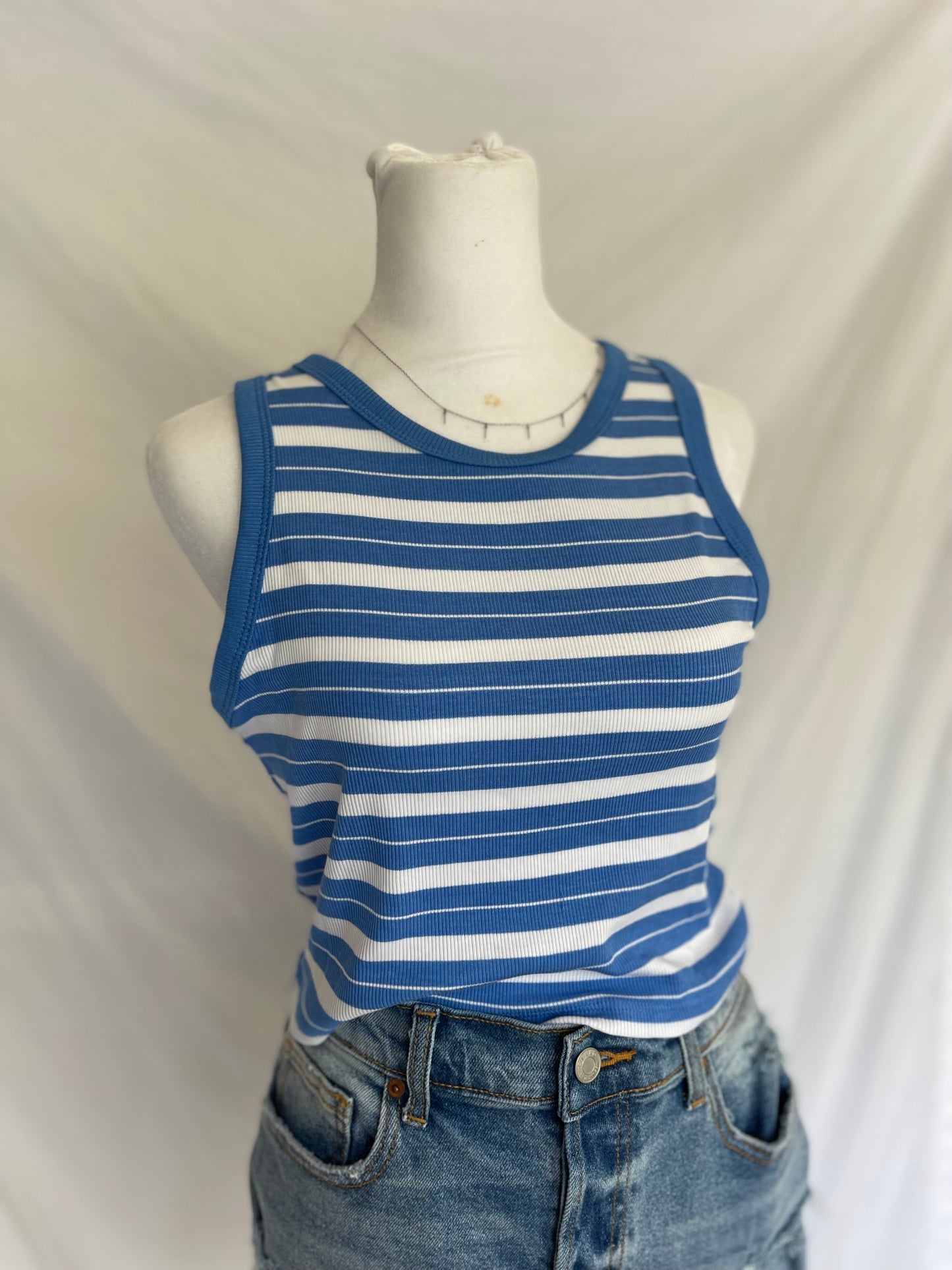 Babe, White & Blue Tank