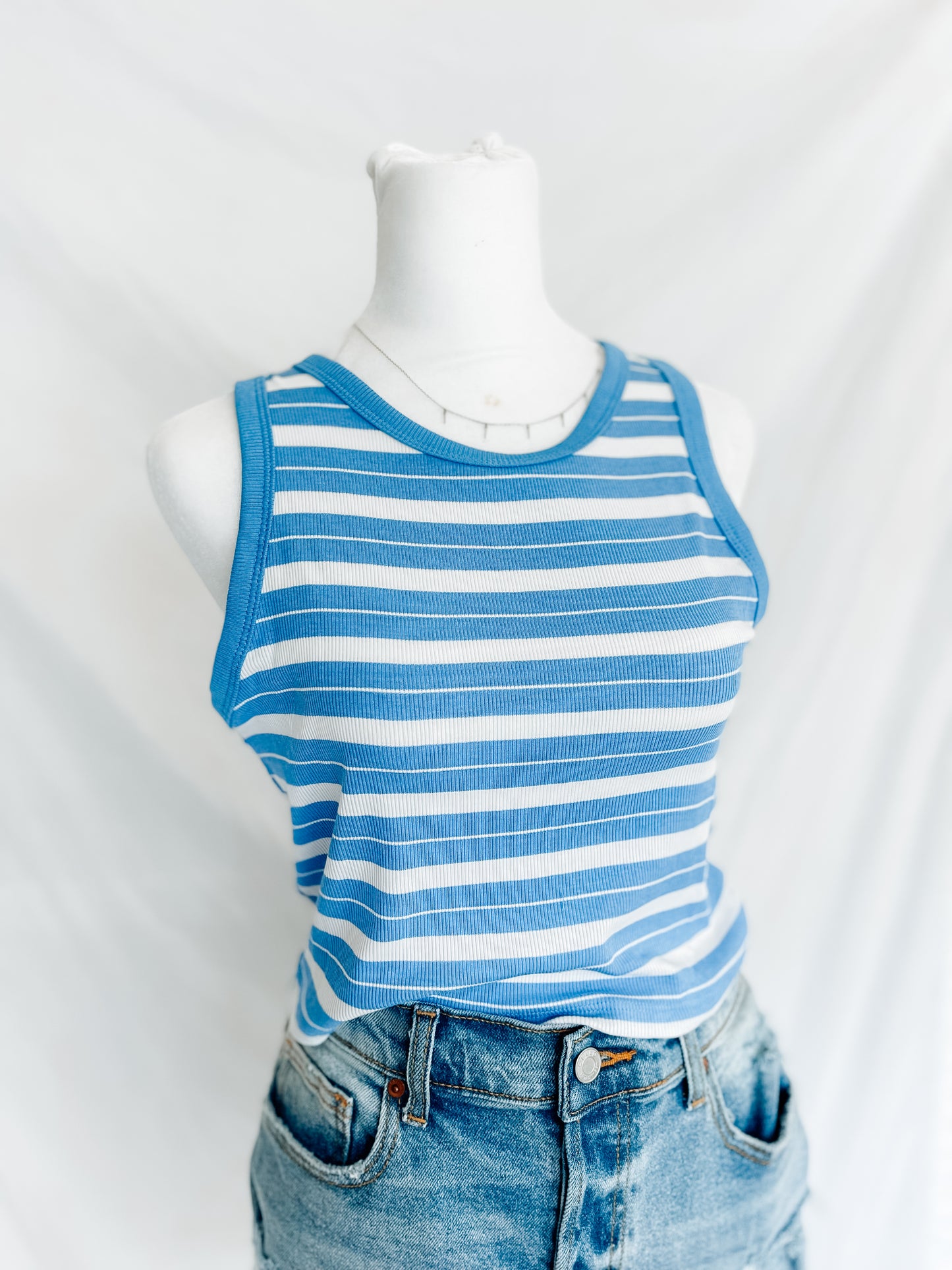 Babe, White & Blue Tank