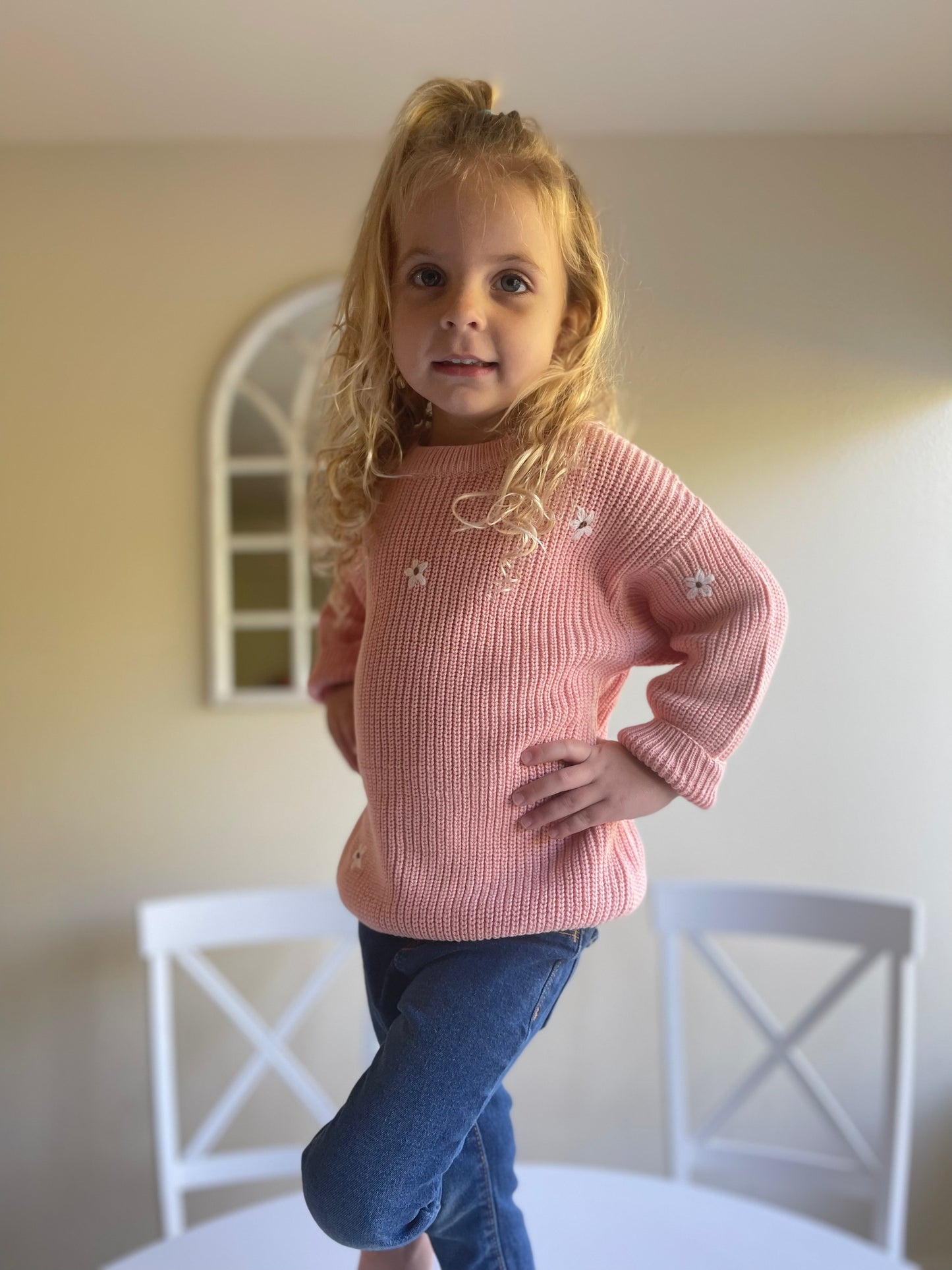 Winter Floral Sweater - Pink