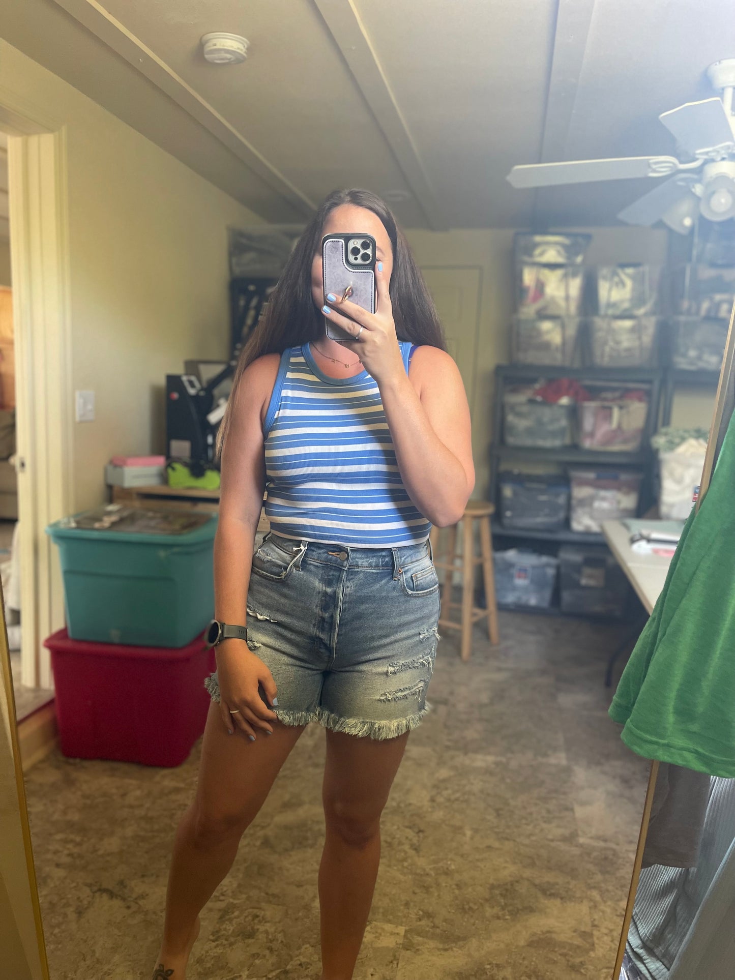 Babe, White & Blue Tank