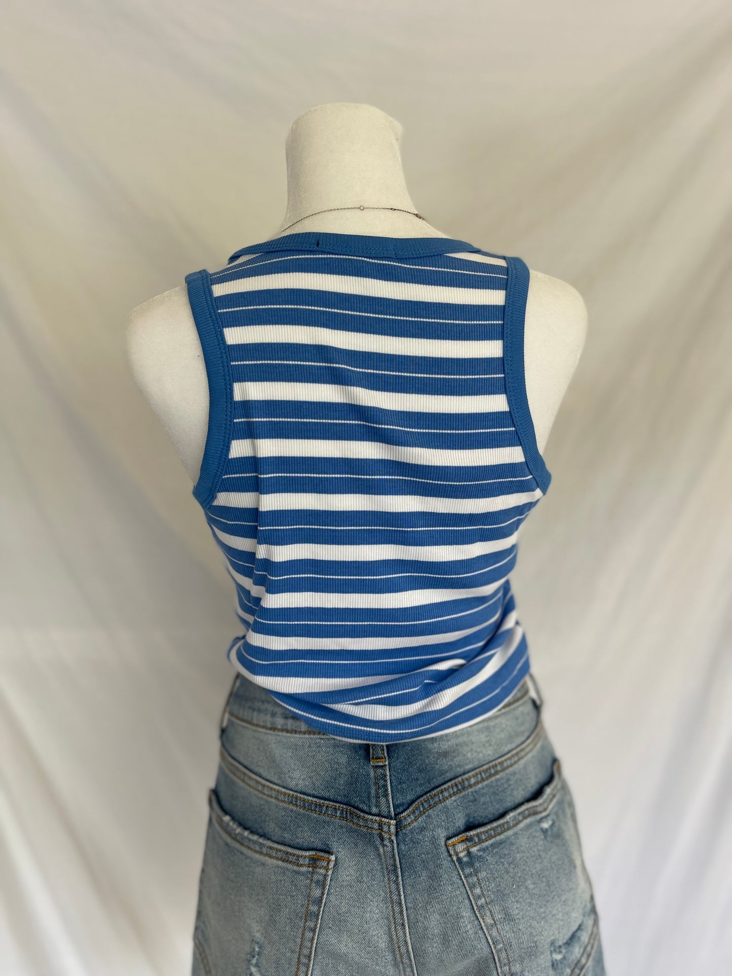 Babe, White & Blue Tank