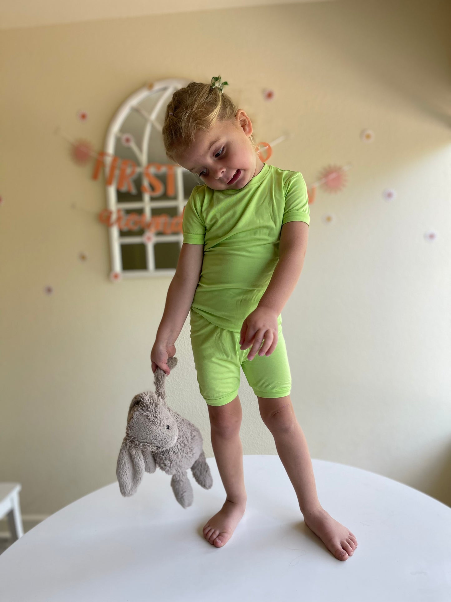 Neon Shorty Jammies - Lime