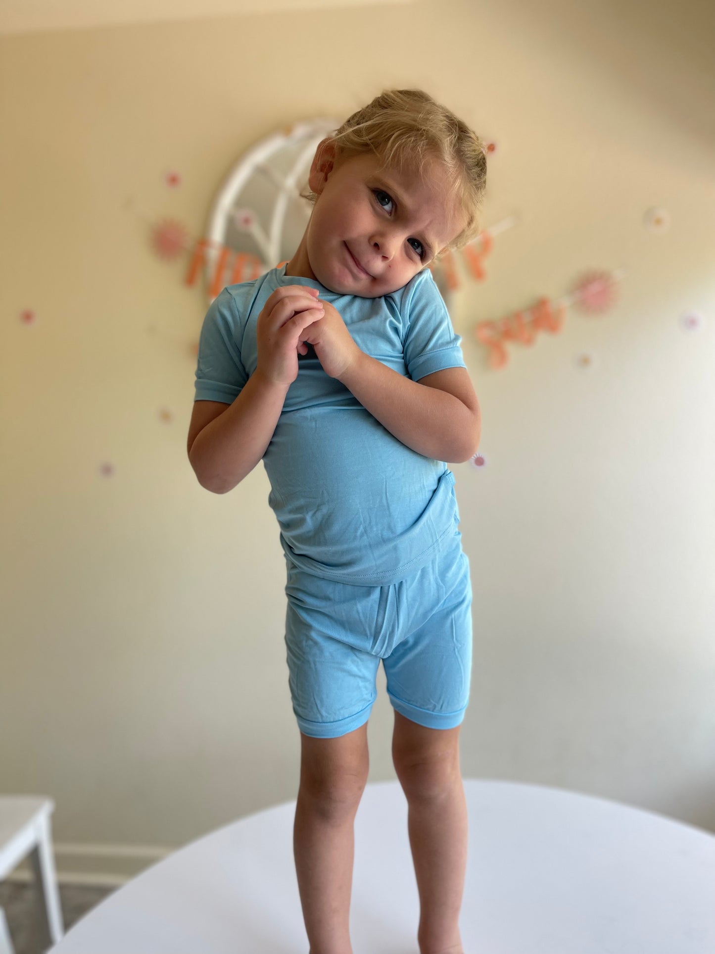 Neon Shorty Jammies - Aqua