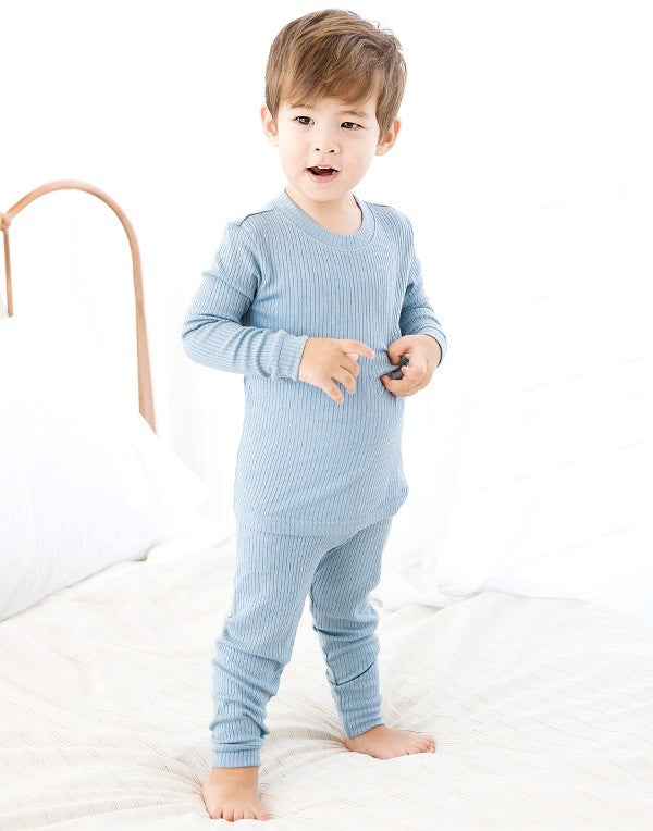 Ribbed Long Sleeves Jammies Crew Neck