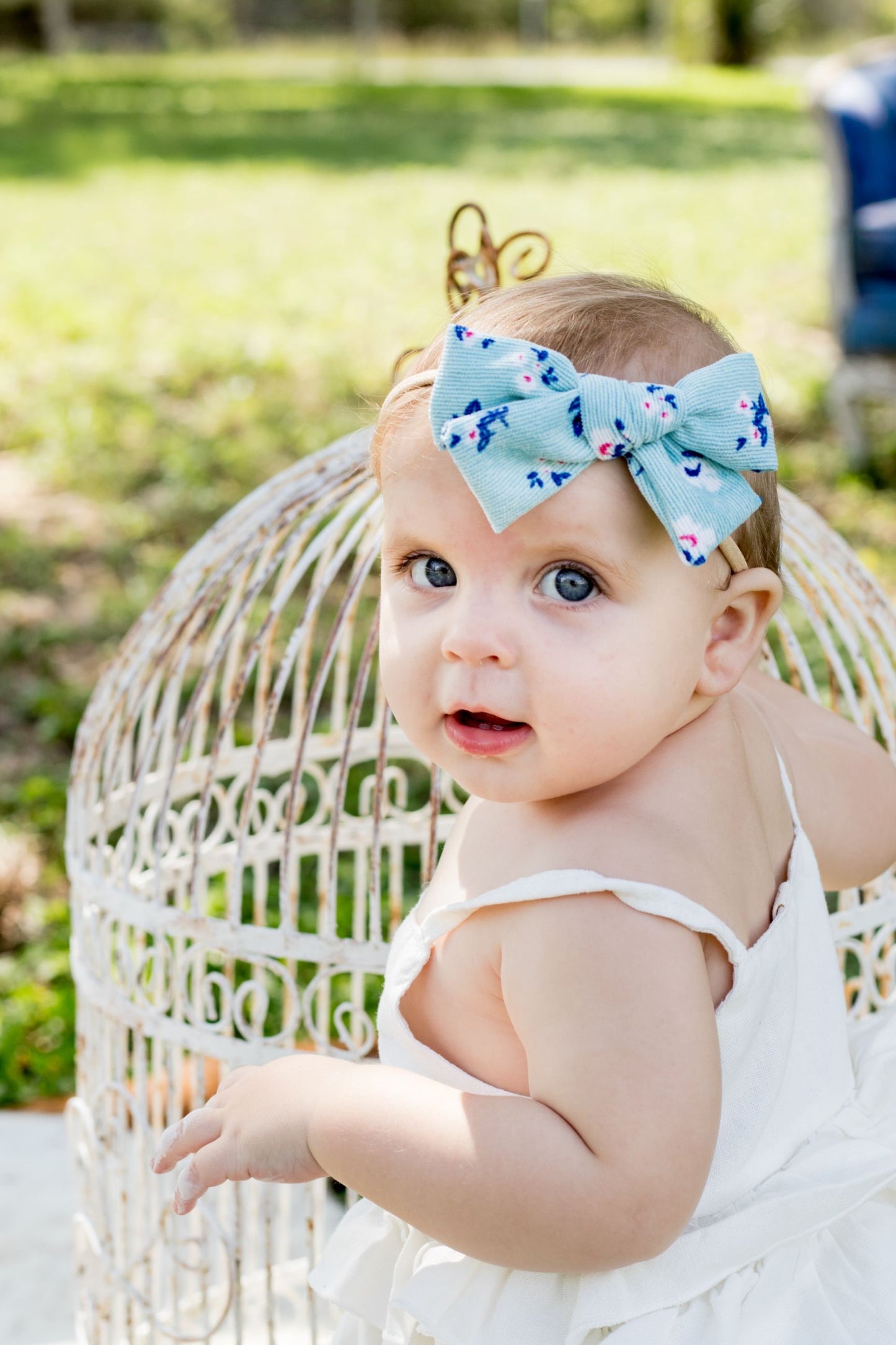 Floral Corduroy Bows - 3 Colors
