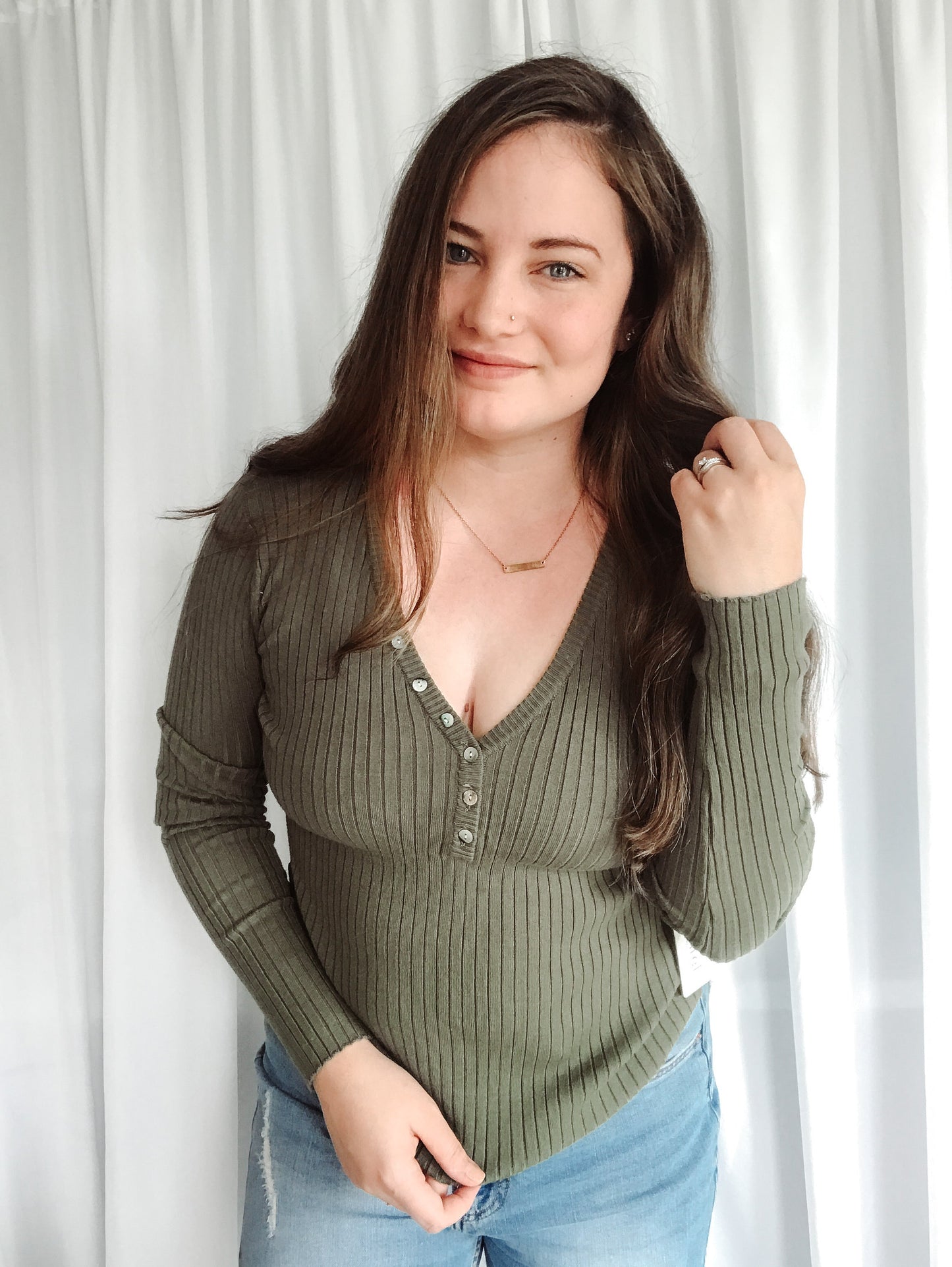 Moss Button Down - MEDIUM ONLY