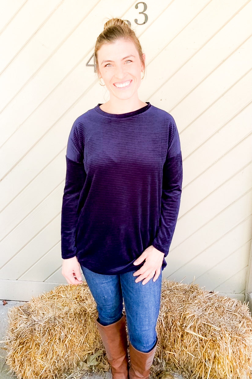 Ice Blue Velvet Top