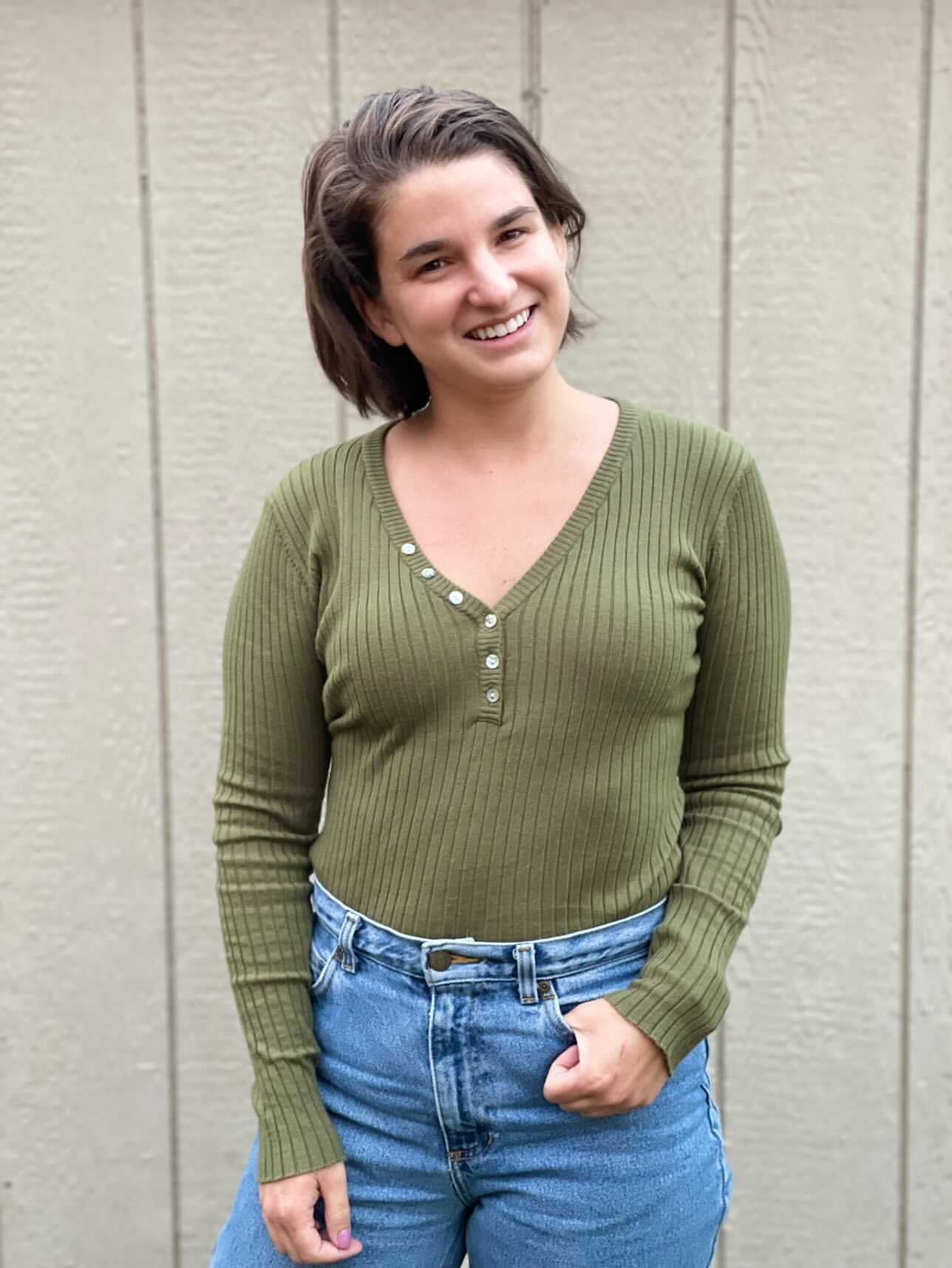 Moss Button Down - MEDIUM ONLY