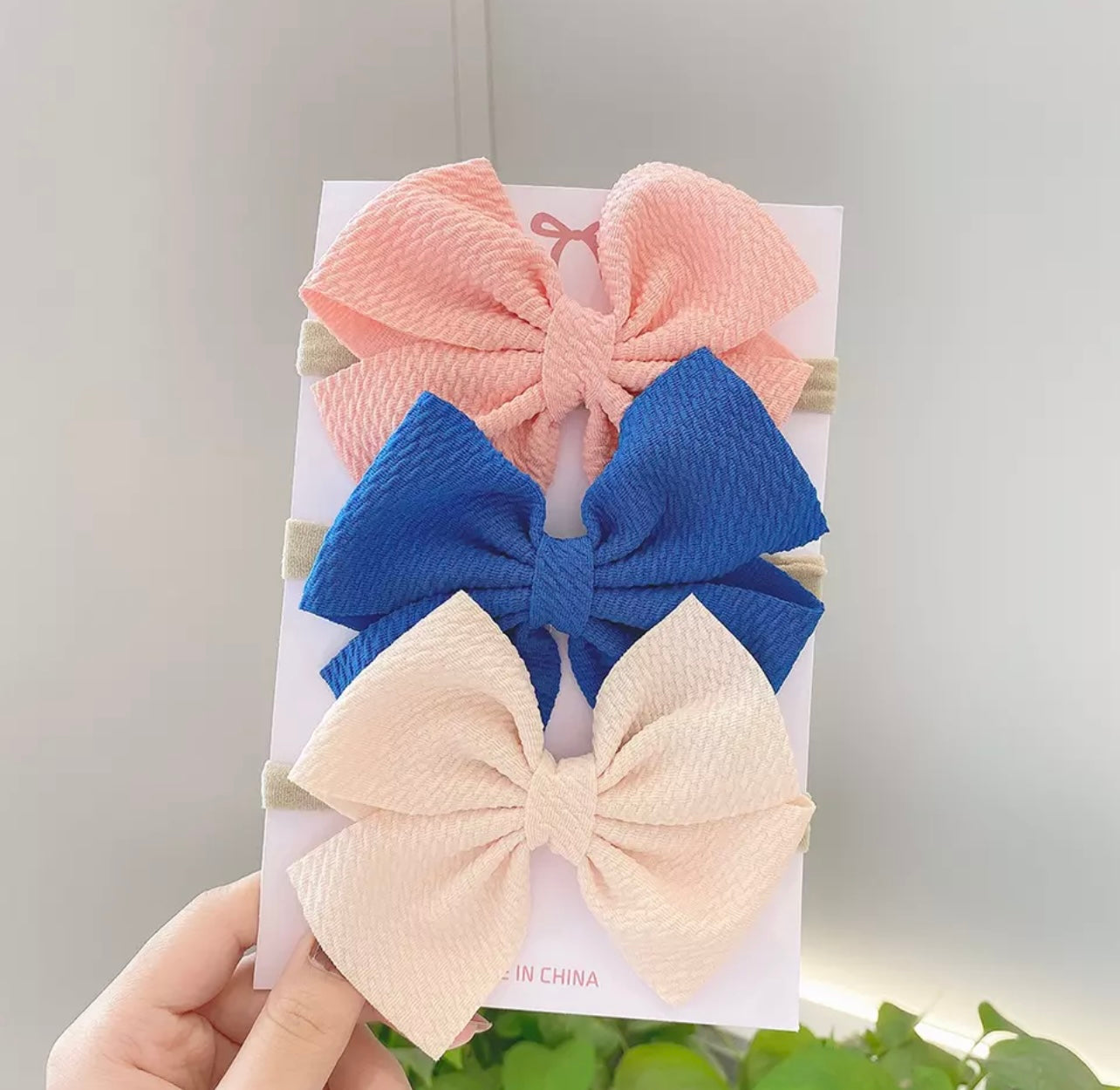 Waffle Knit Katie Bows - 3 Piece Set