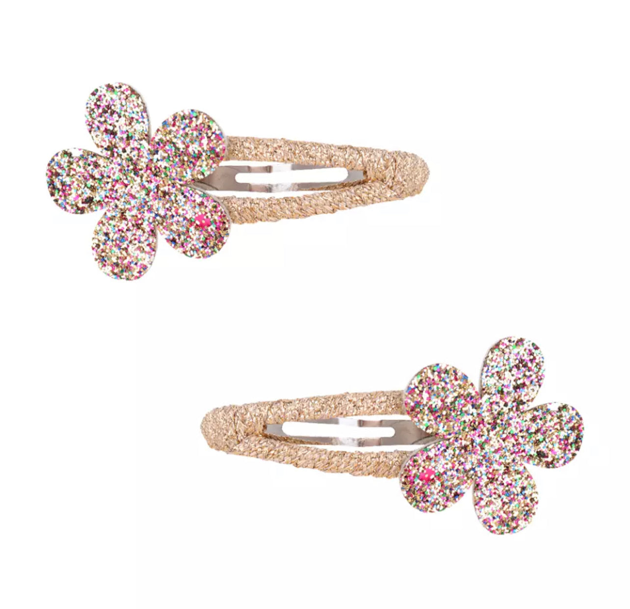 Glitter Flower Clips - 3 Colors