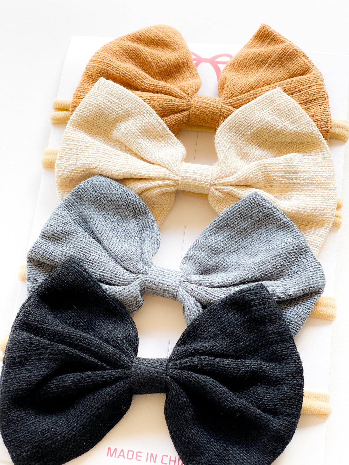 3 Pack Nylon Bow Sets - 3 Color Combos