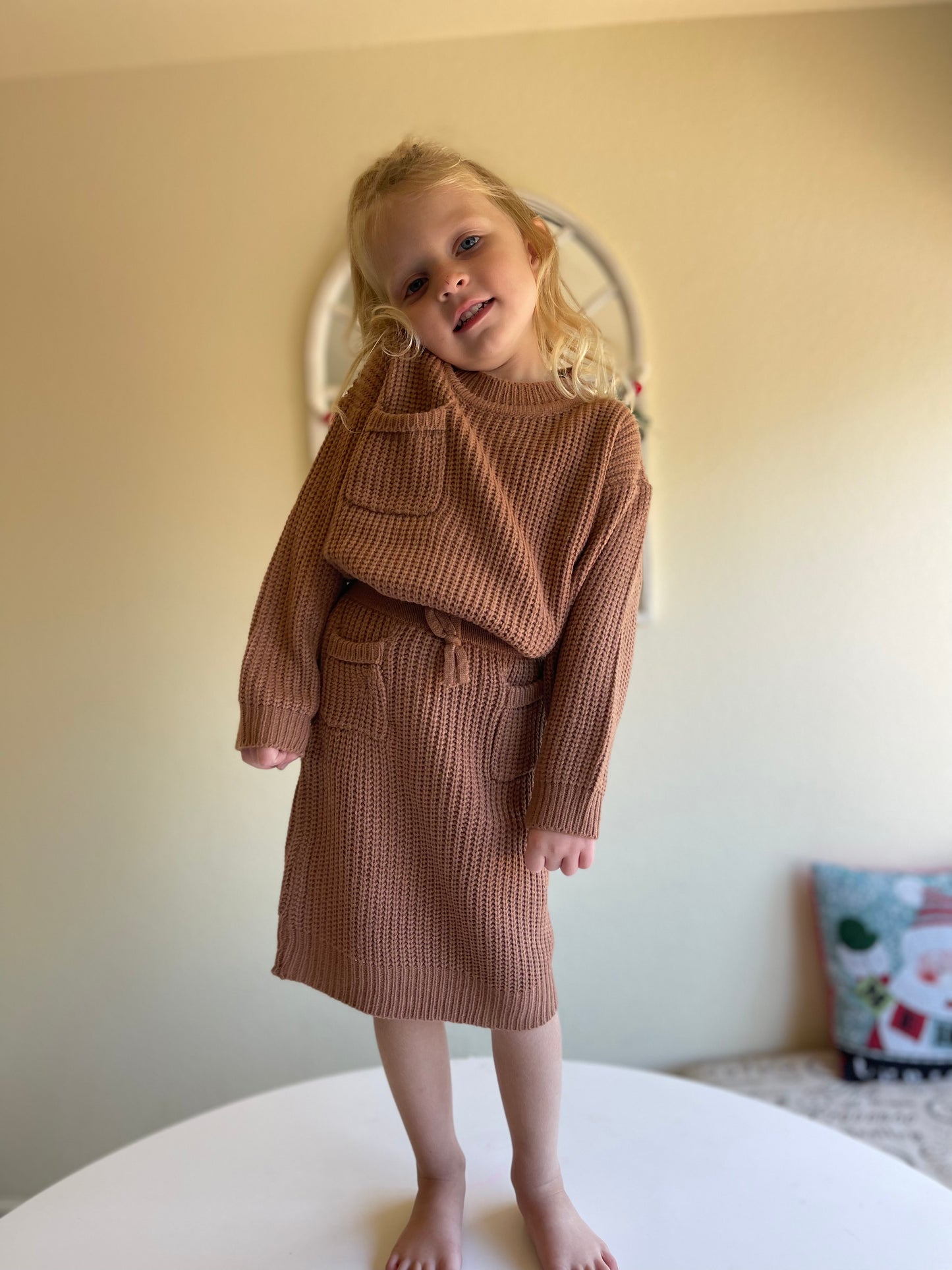 Neutral Sweater Skirt Set