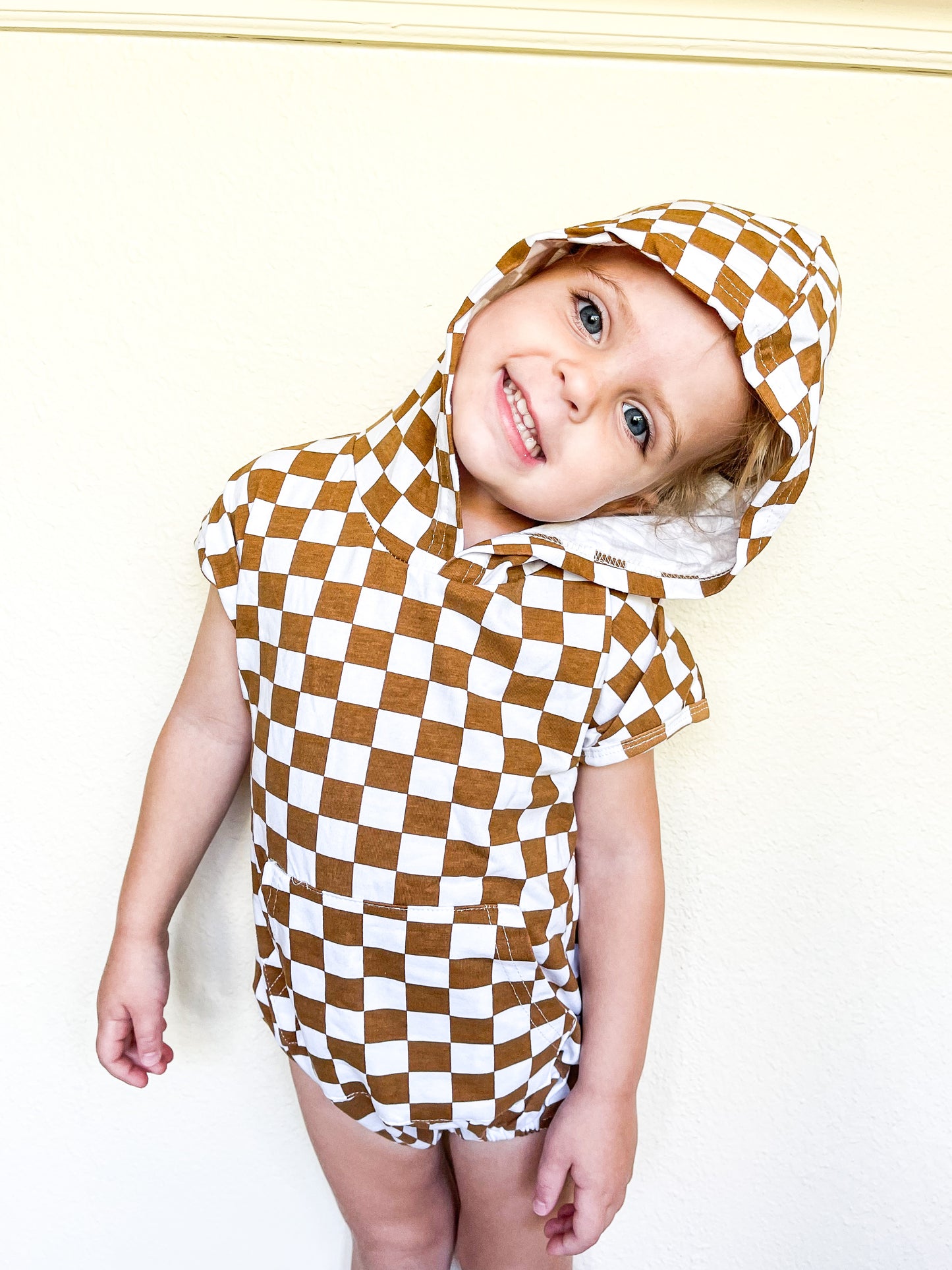 CHECK me out Romper - Brown