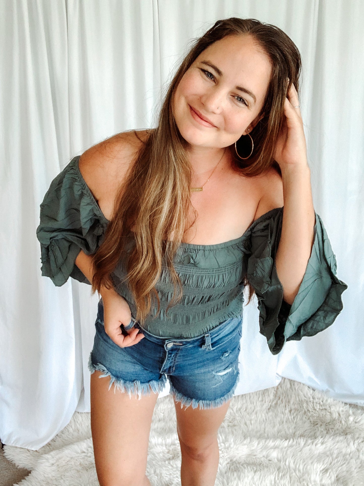 Emerald Scrunch Top