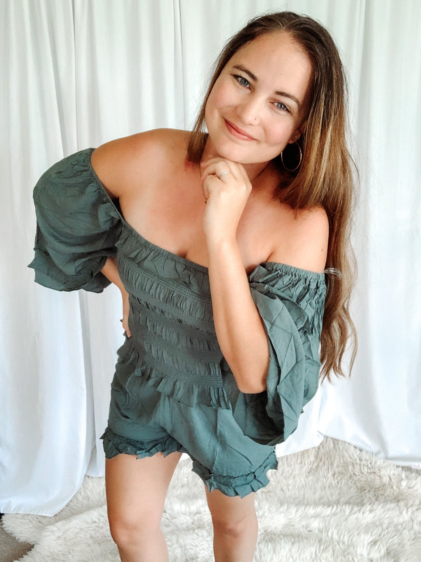 Emerald Scrunch Top