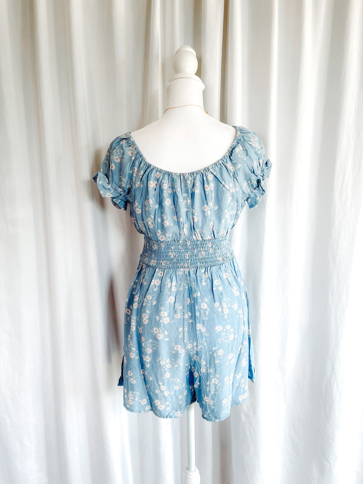 Sky Blue Floral Romper