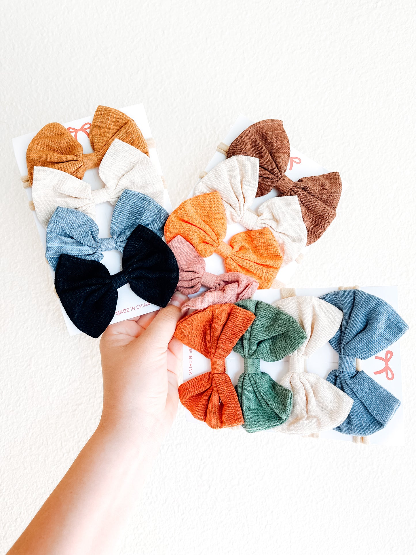 3 Pack Nylon Bow Sets - 3 Color Combos