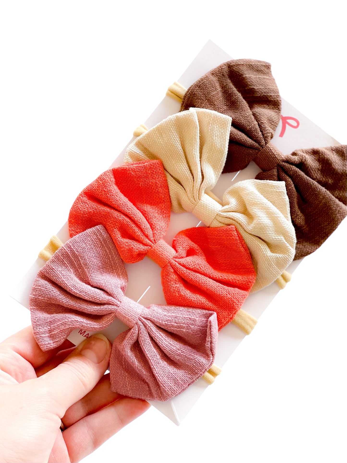 3 Pack Nylon Bow Sets - 3 Color Combos