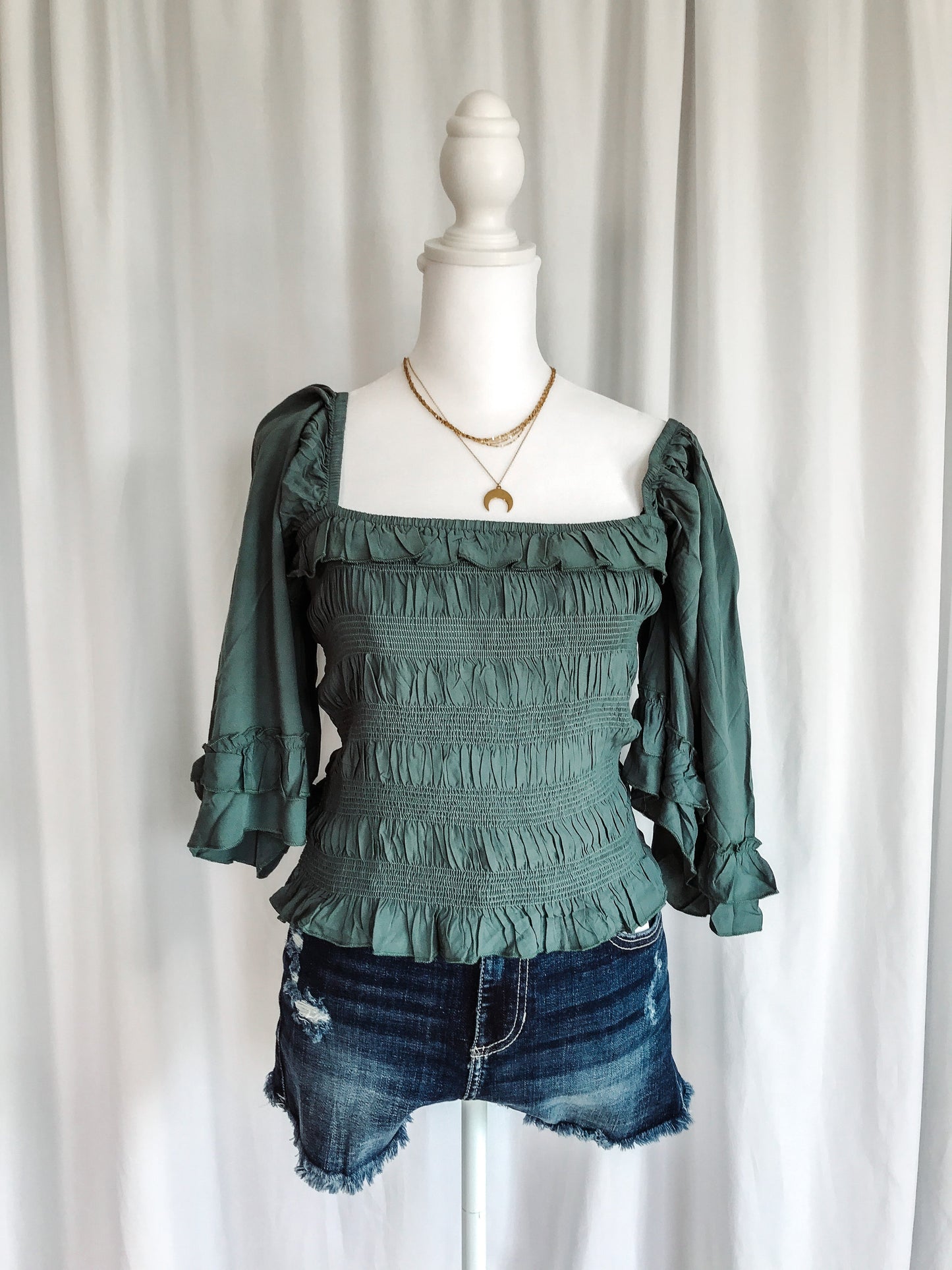 Emerald Scrunch Top
