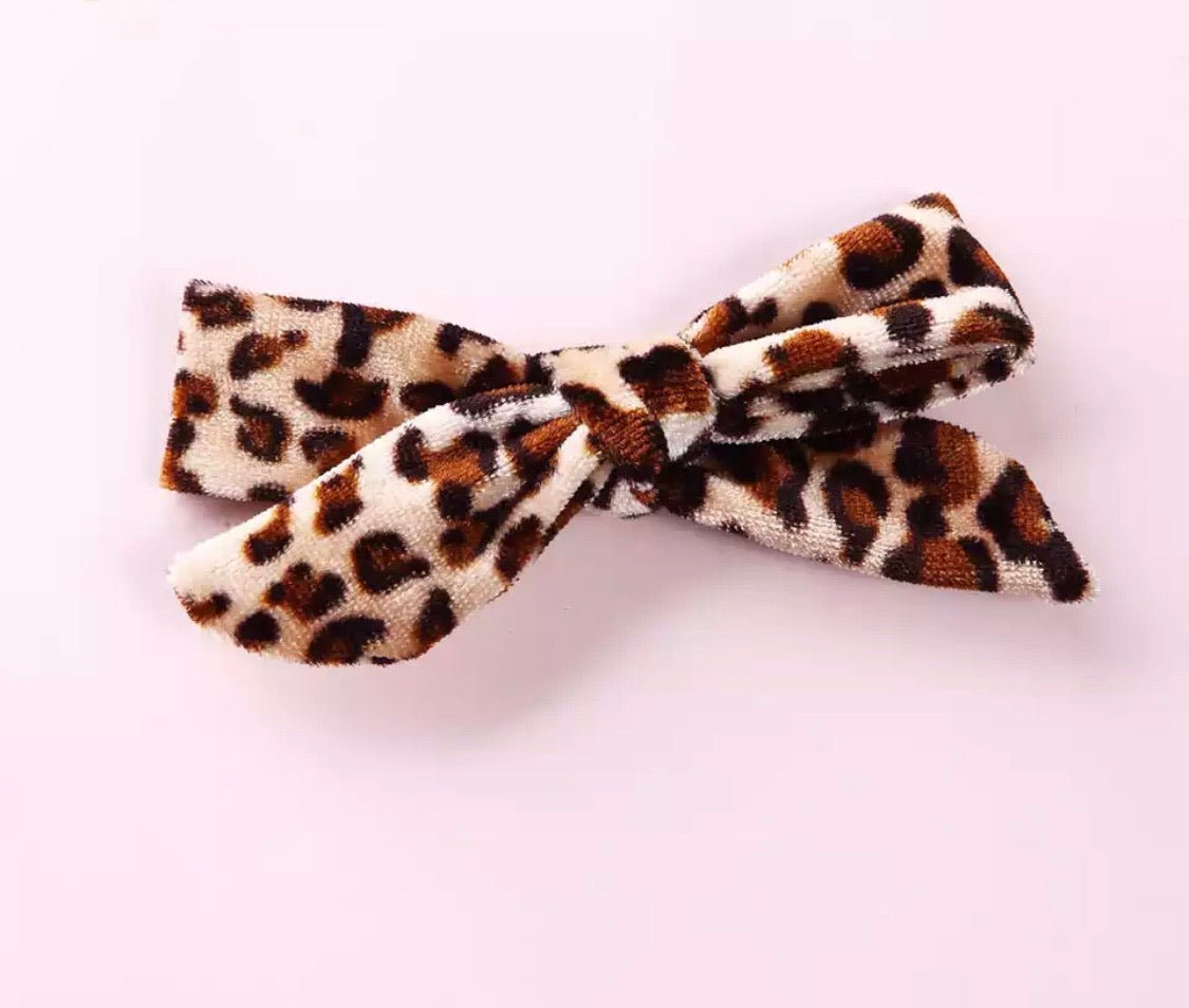 Leopard Velvet Print Bows - 3 Colors
