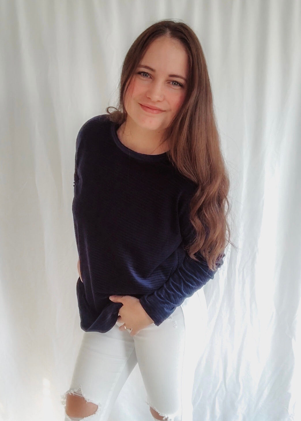 Ice Blue Velvet Top
