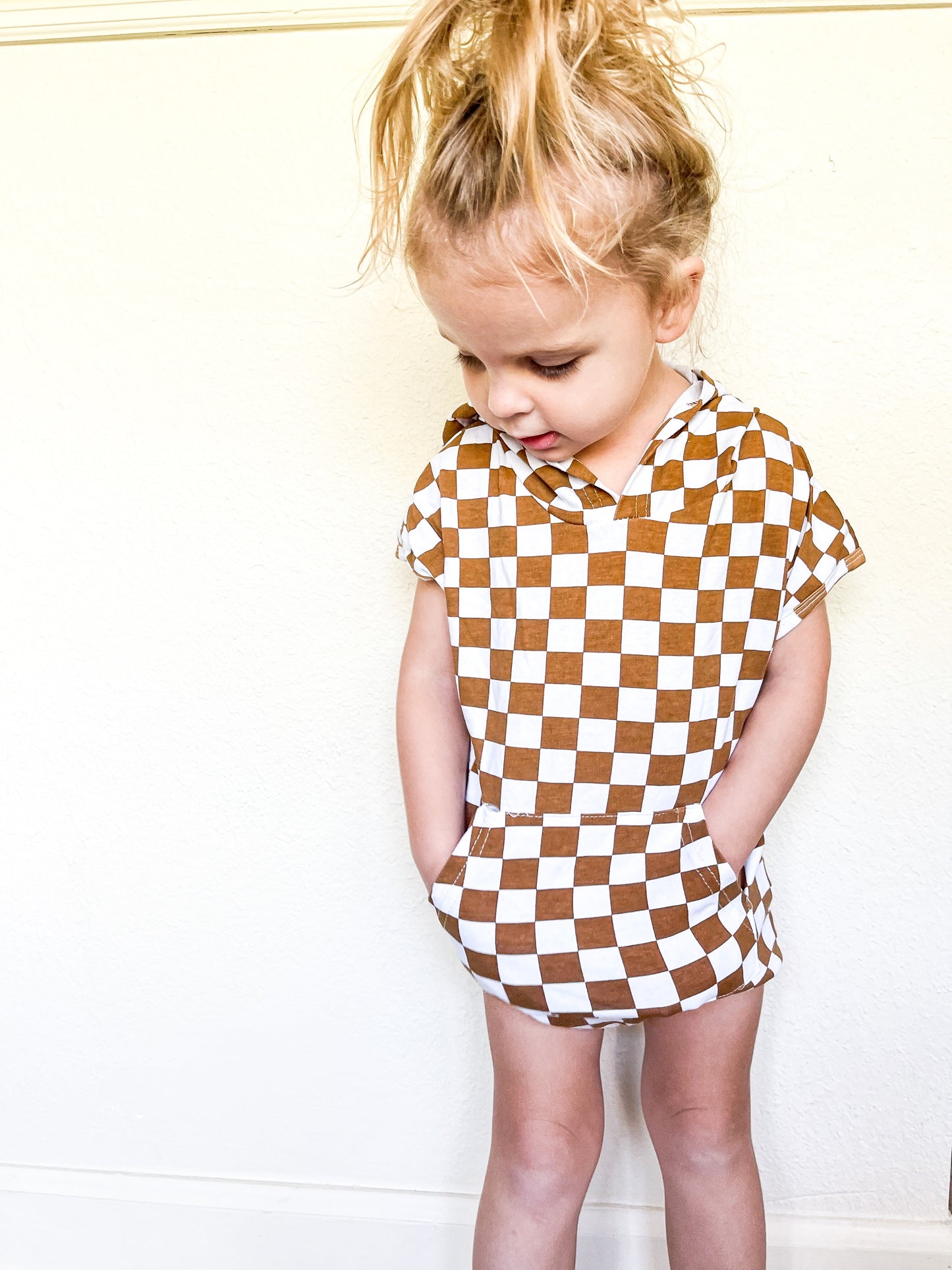 CHECK me out Romper - Brown