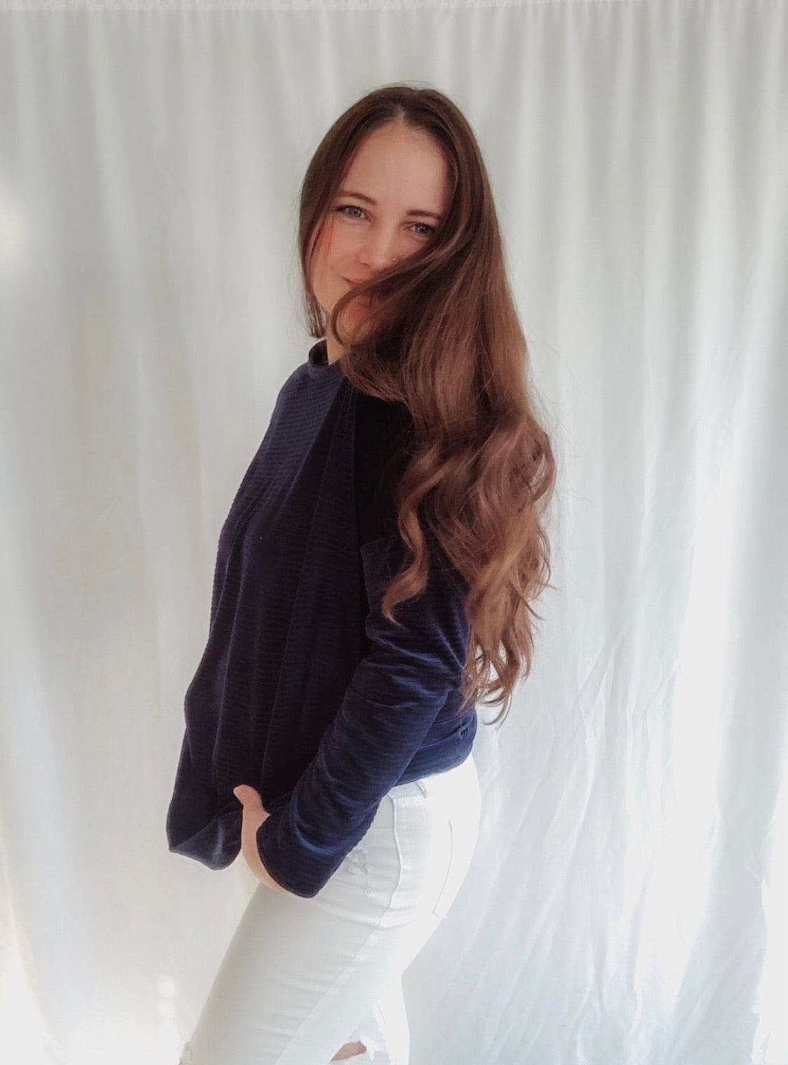 Ice Blue Velvet Top