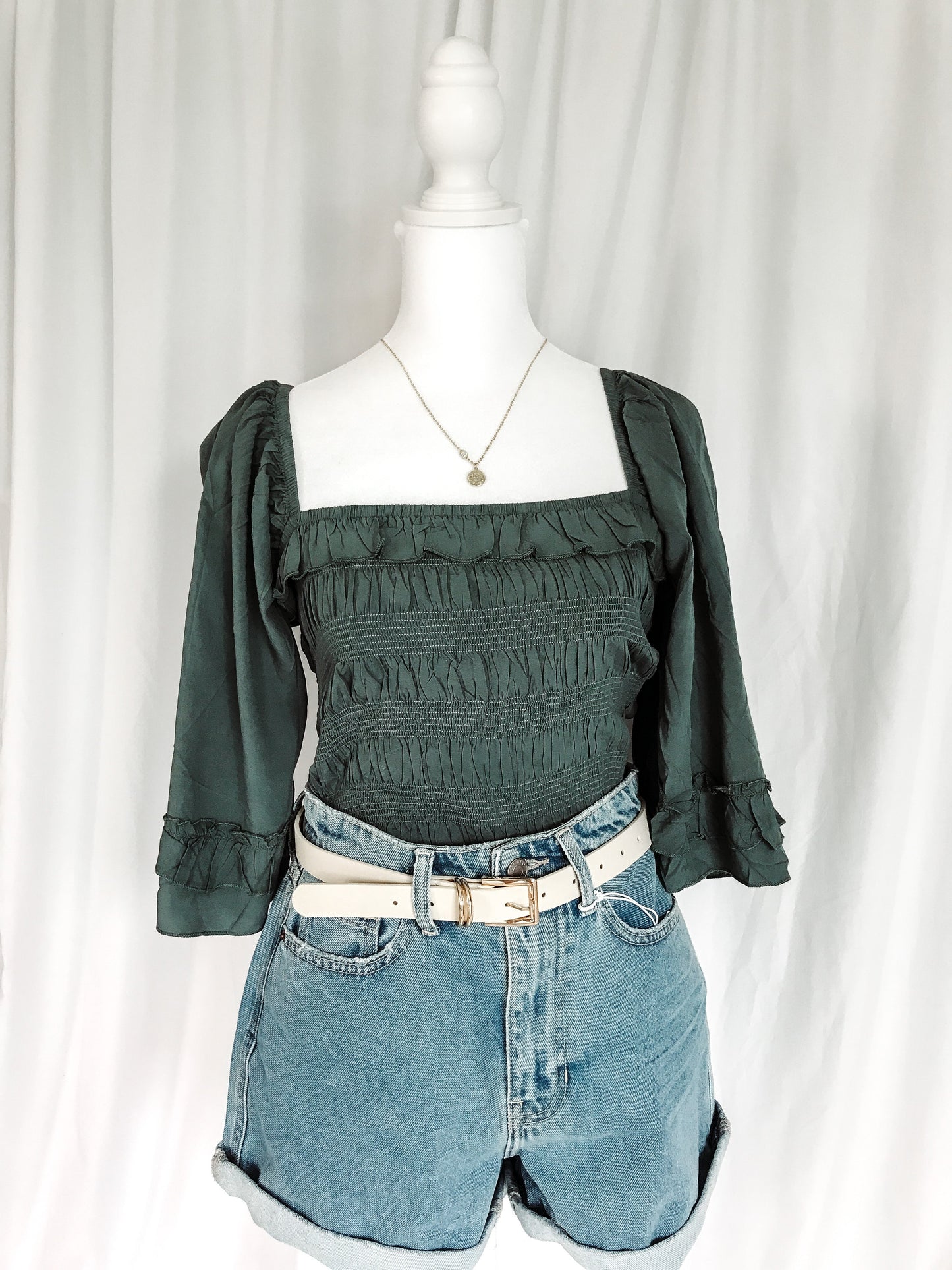 Emerald Scrunch Top