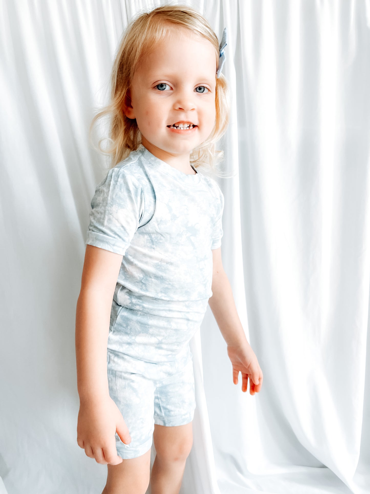 Spring Tie Dye Shorty Jammies - Light Blue
