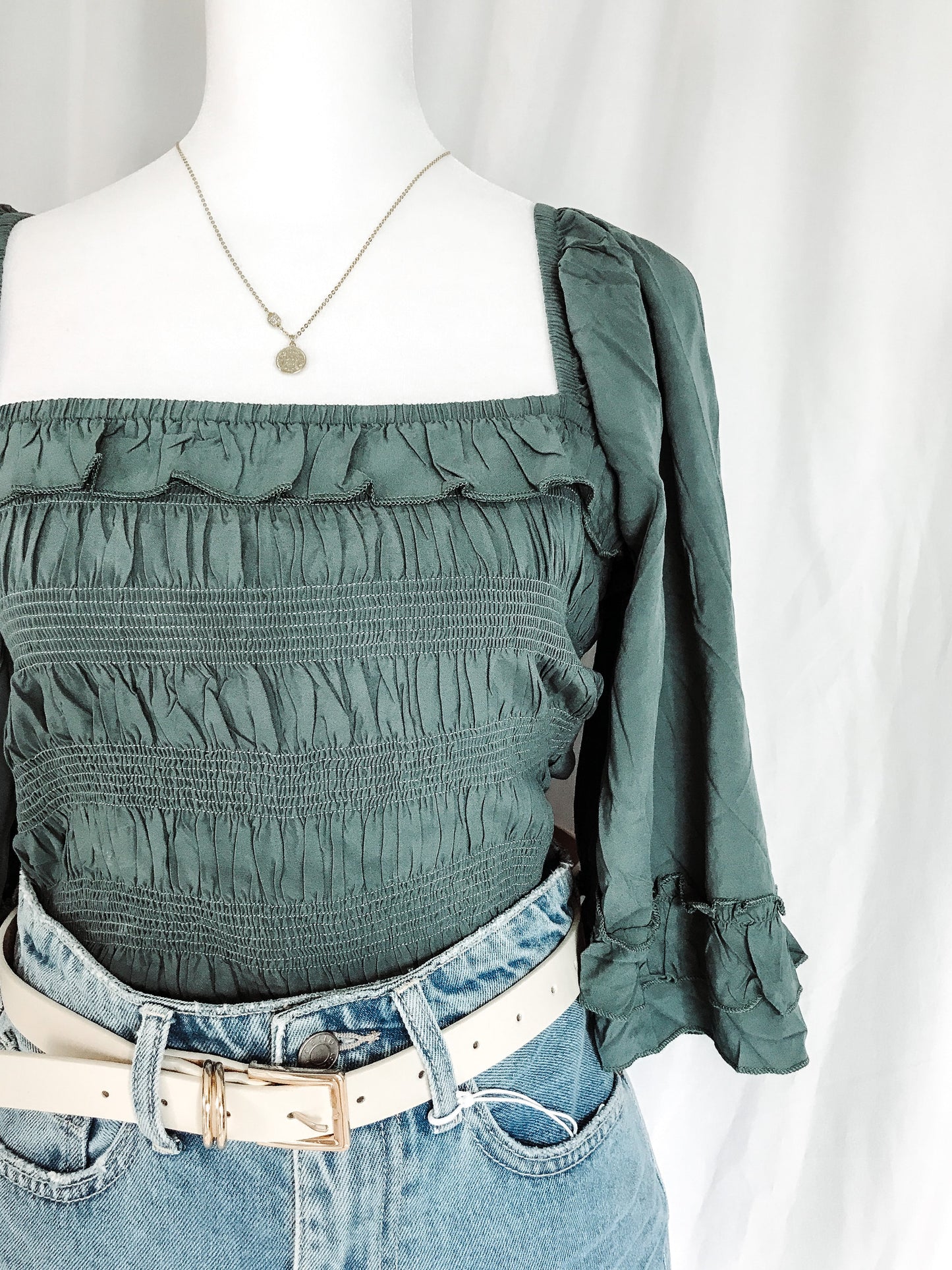 Emerald Scrunch Top