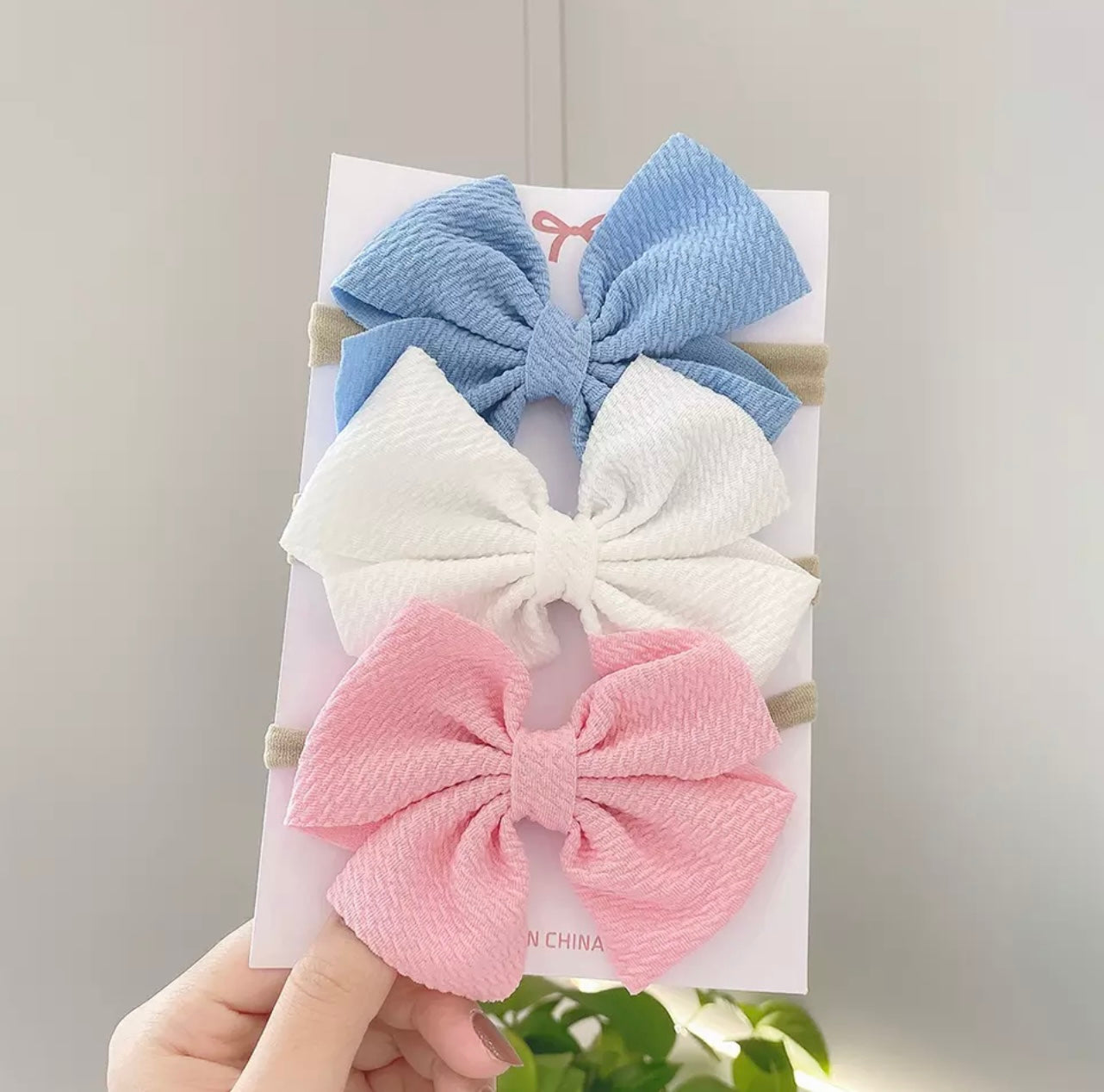 Waffle Knit Katie Bows - 3 Piece Set