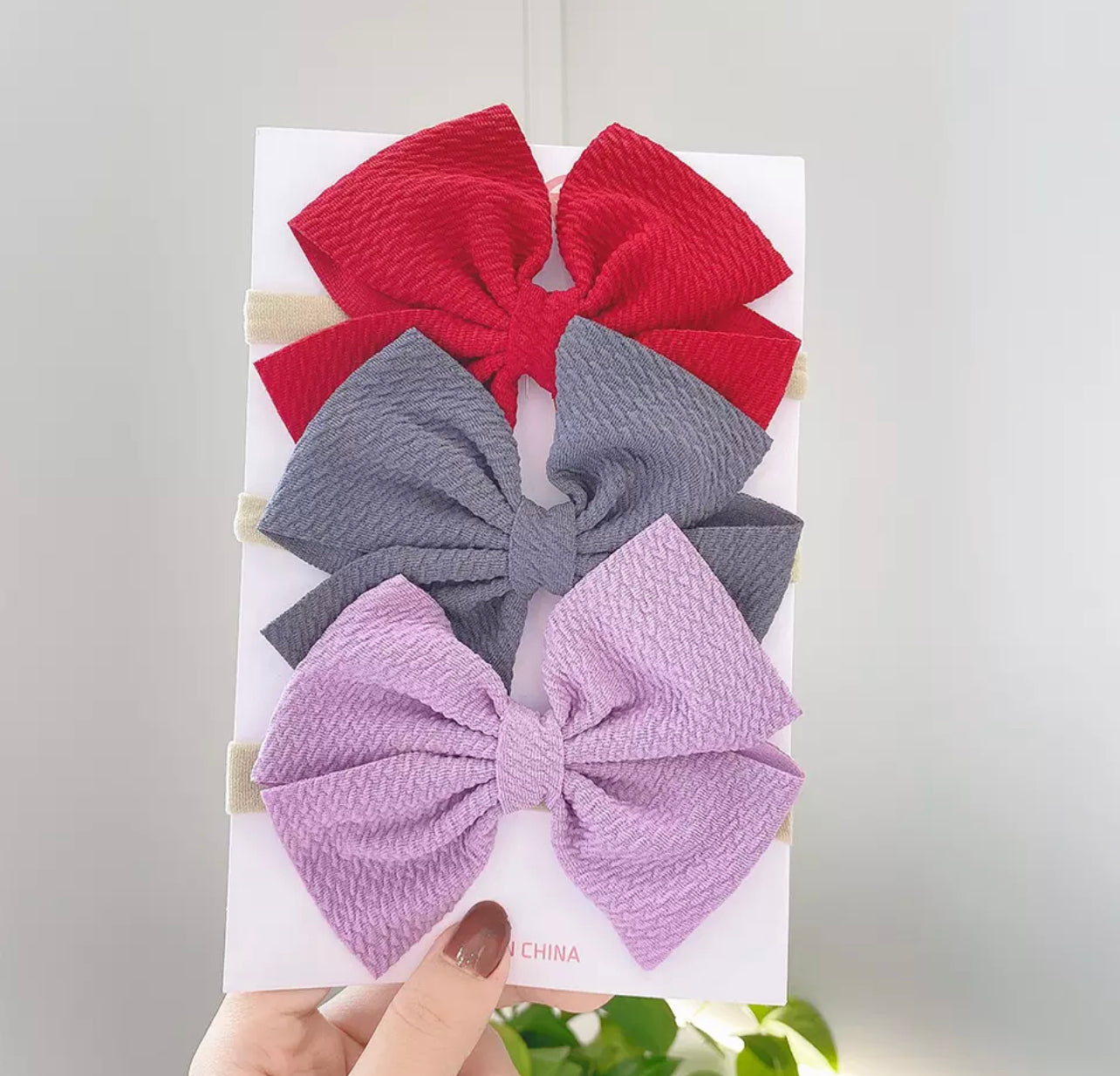 Waffle Knit Katie Bows - 3 Piece Set
