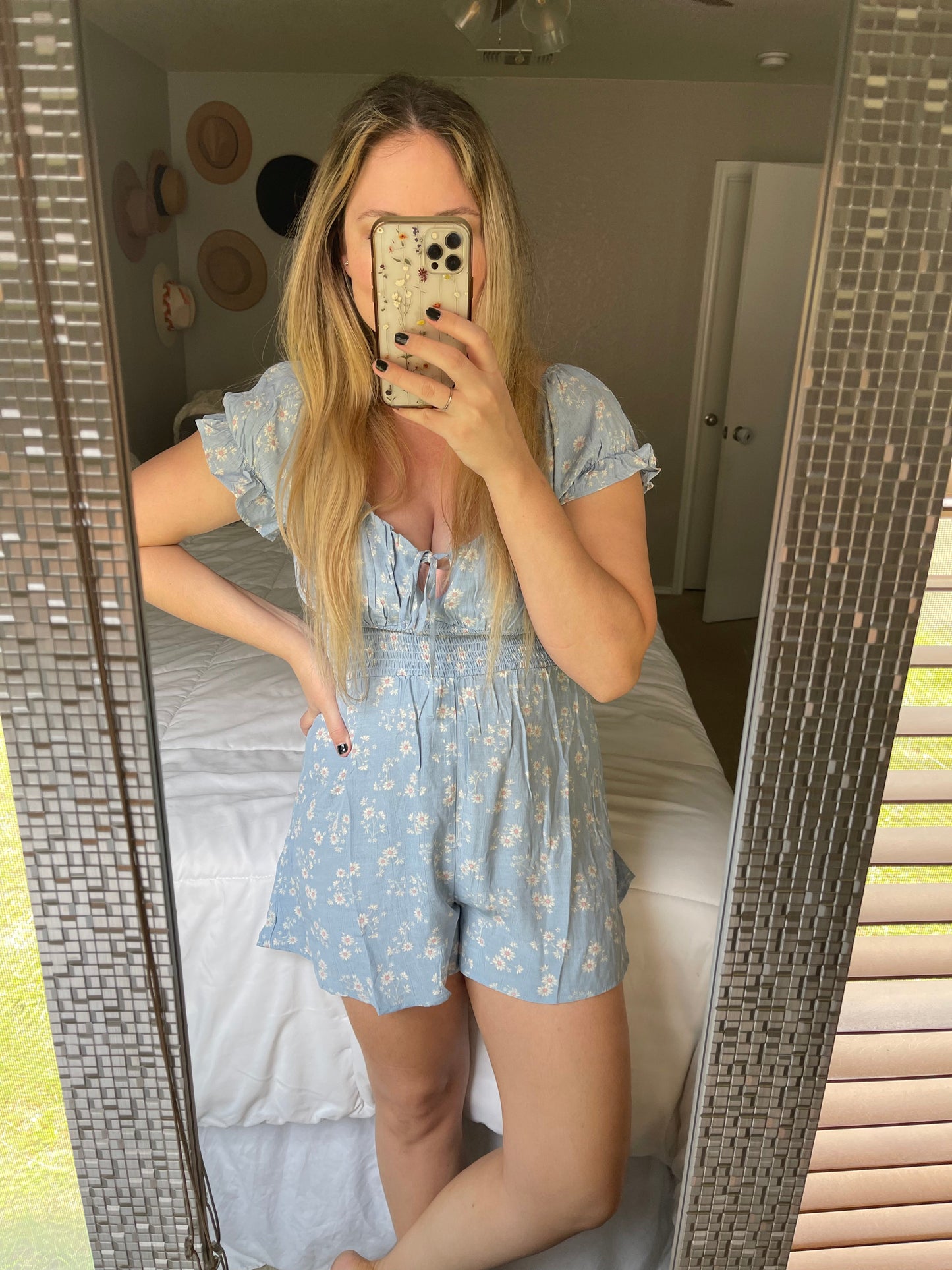 Sky Blue Floral Romper