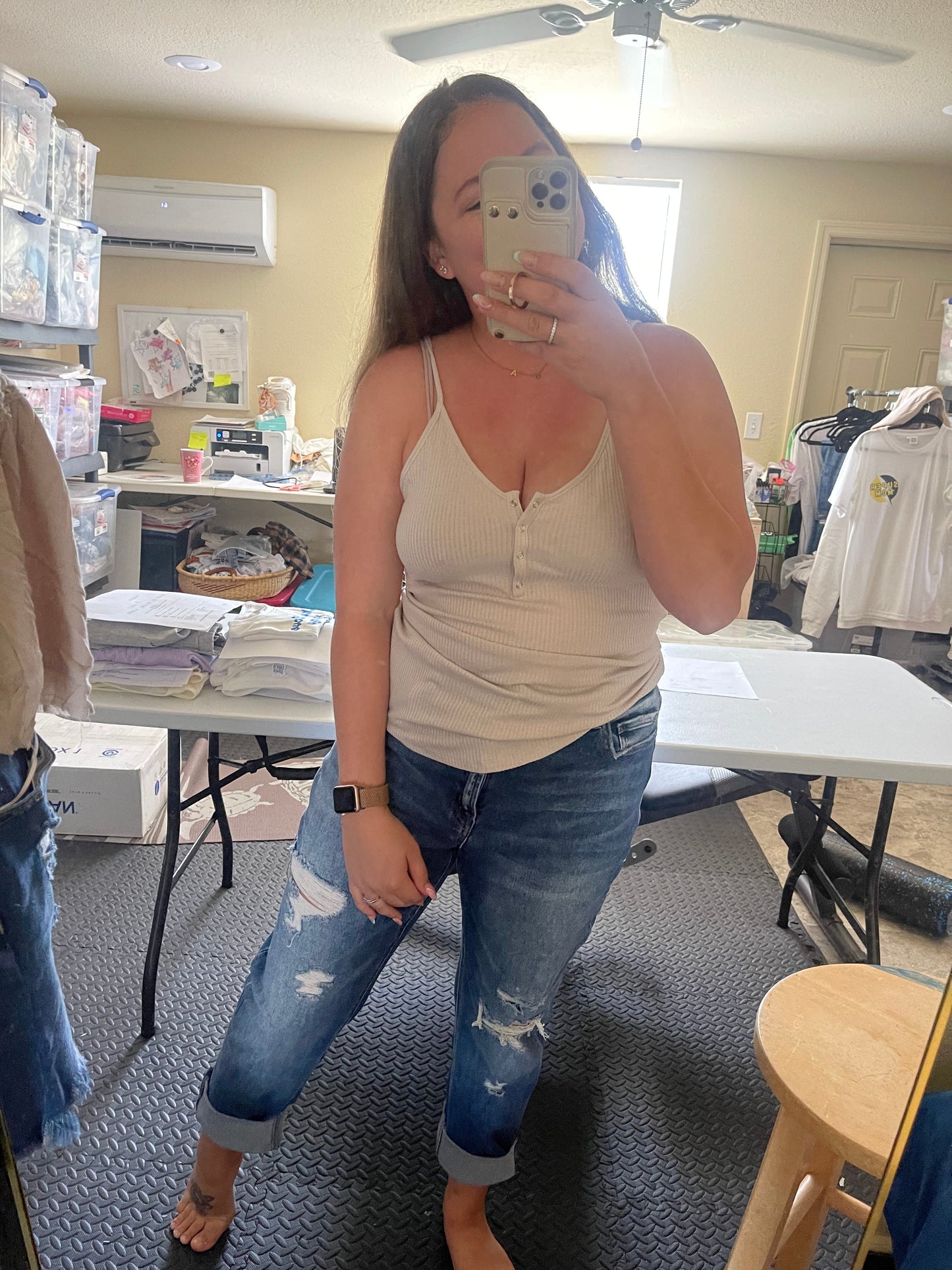 Perfect Summer Vibes Tank - Almond