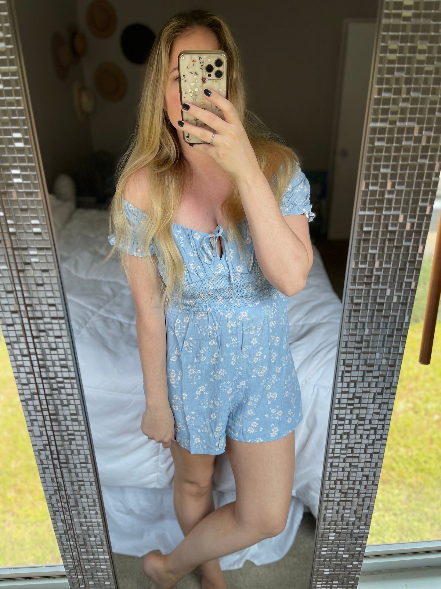 Sky Blue Floral Romper