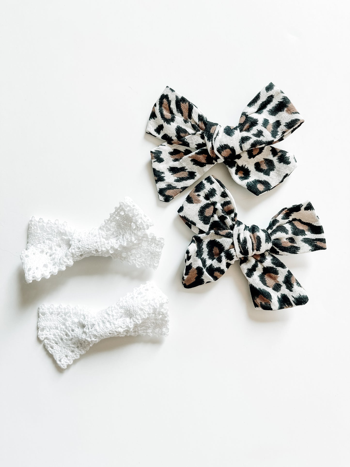Lace & Animal Print Bow Set