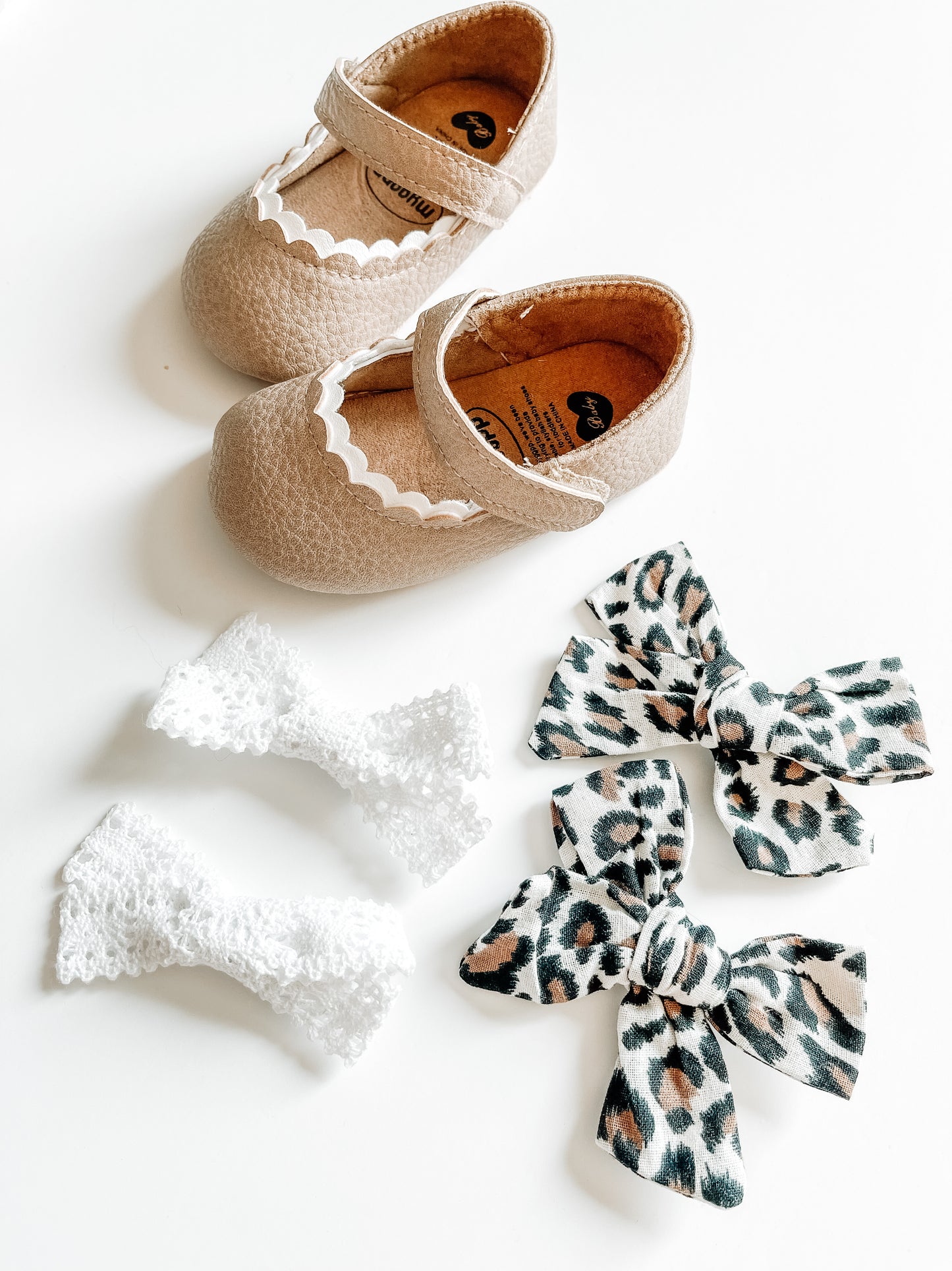 Lace & Animal Print Bow Set