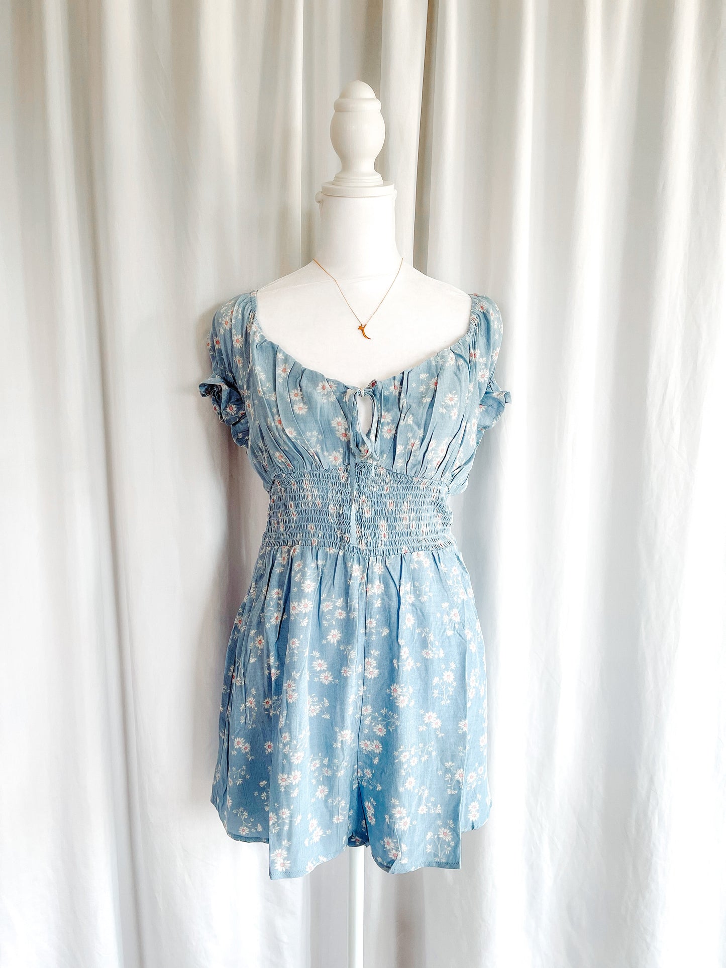 Sky Blue Floral Romper