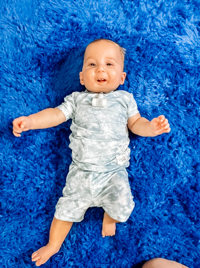 Spring Tie Dye Shorty Jammies - Light Blue