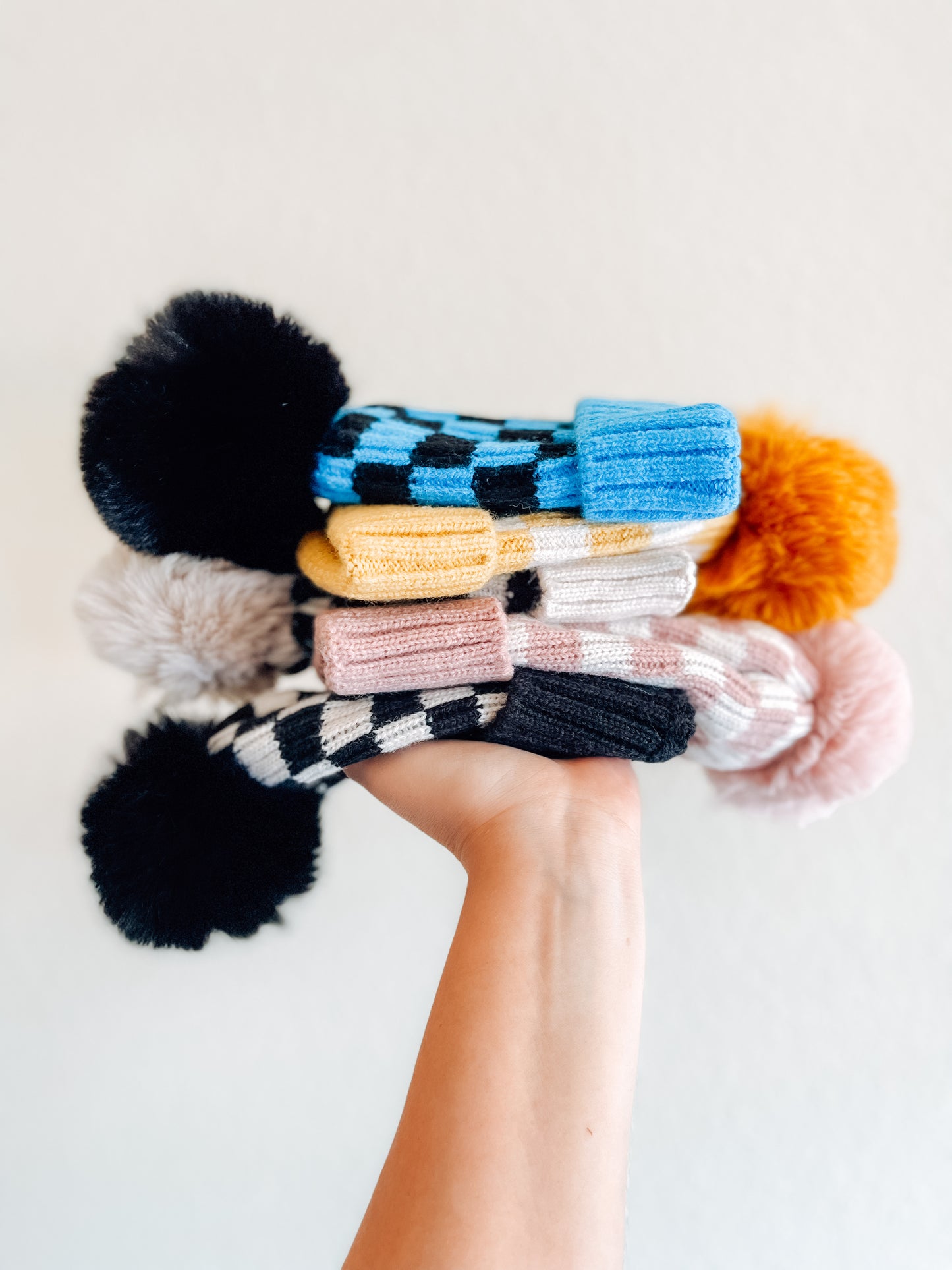 RESTOCK Checkered Pom Beanies - 5 Colors