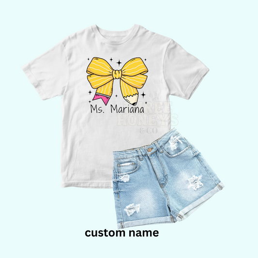 TEACHER - Pencil Bow (MADE TO ORDER!)