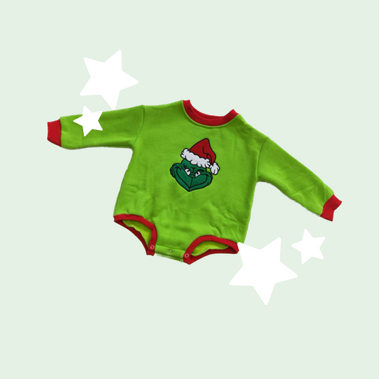 Green Santa Sweater Romper - PRE ORDER