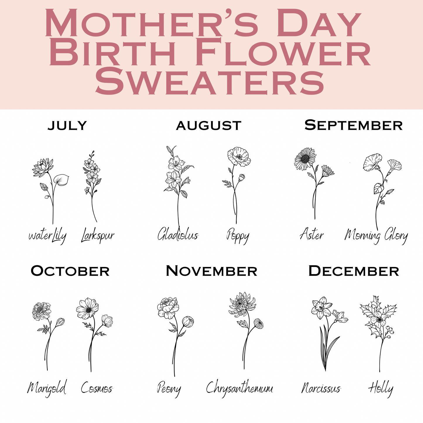 Sweatshirts - Mothers Day Birth Flower - (Made To Order)