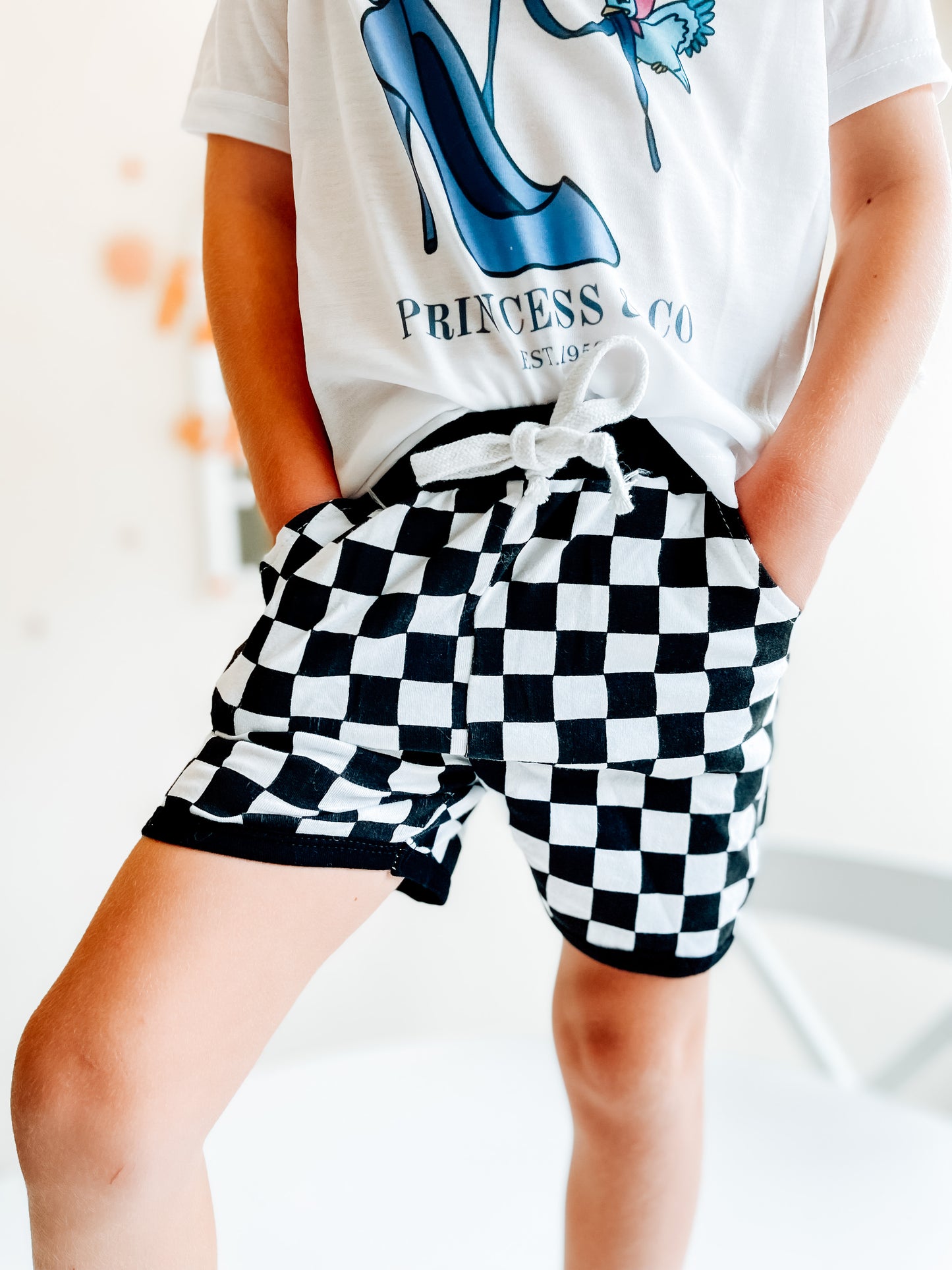 Spring Checkered Shorts -Black