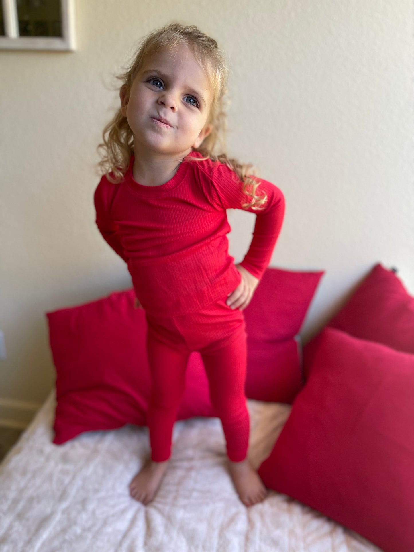 Ribbed Long Sleeve Jammies - Holly