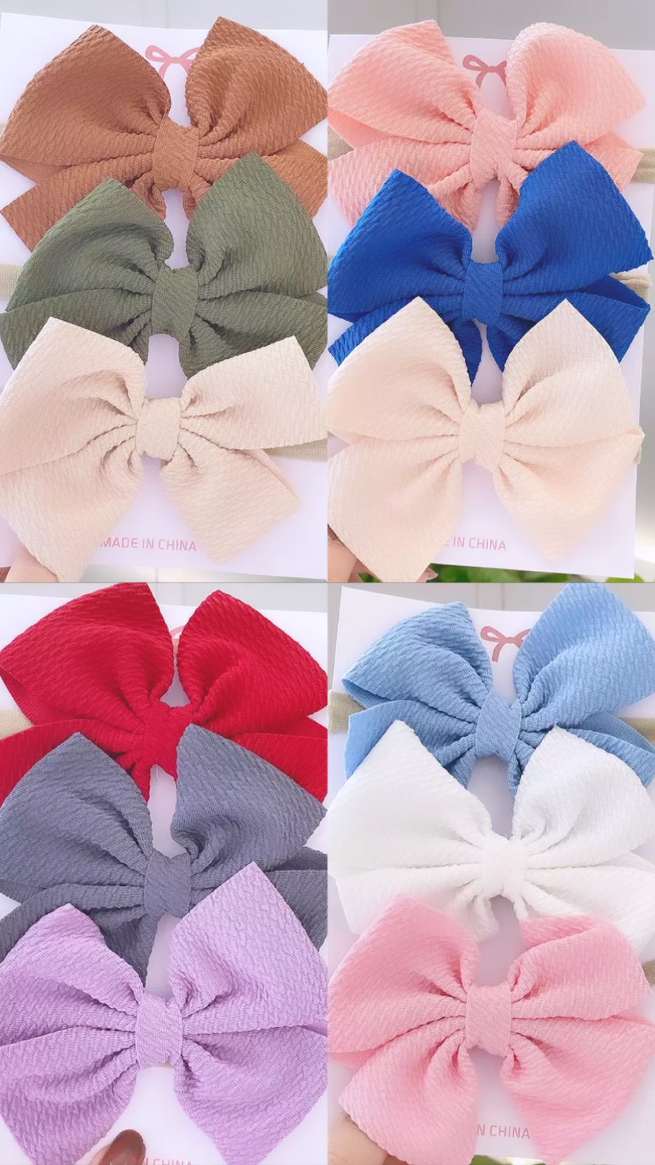 Waffle Knit Katie Bows - 3 Piece Set