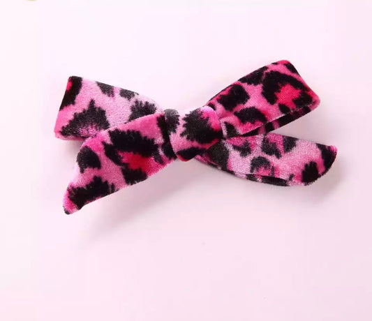 Leopard Velvet Print Bows - 3 Colors